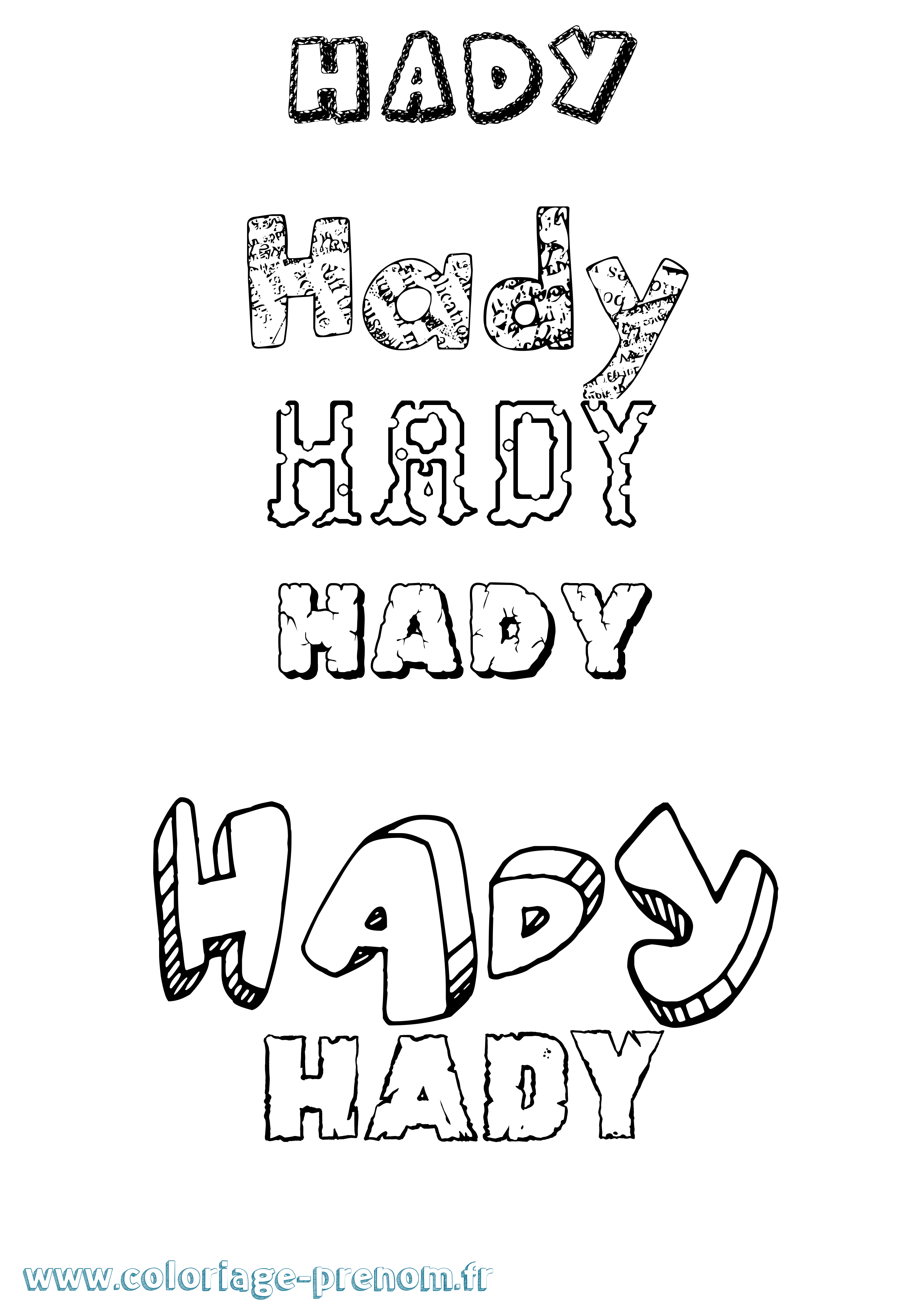 Coloriage Hady Destructuré Coloriage prénom Hady Destructuré