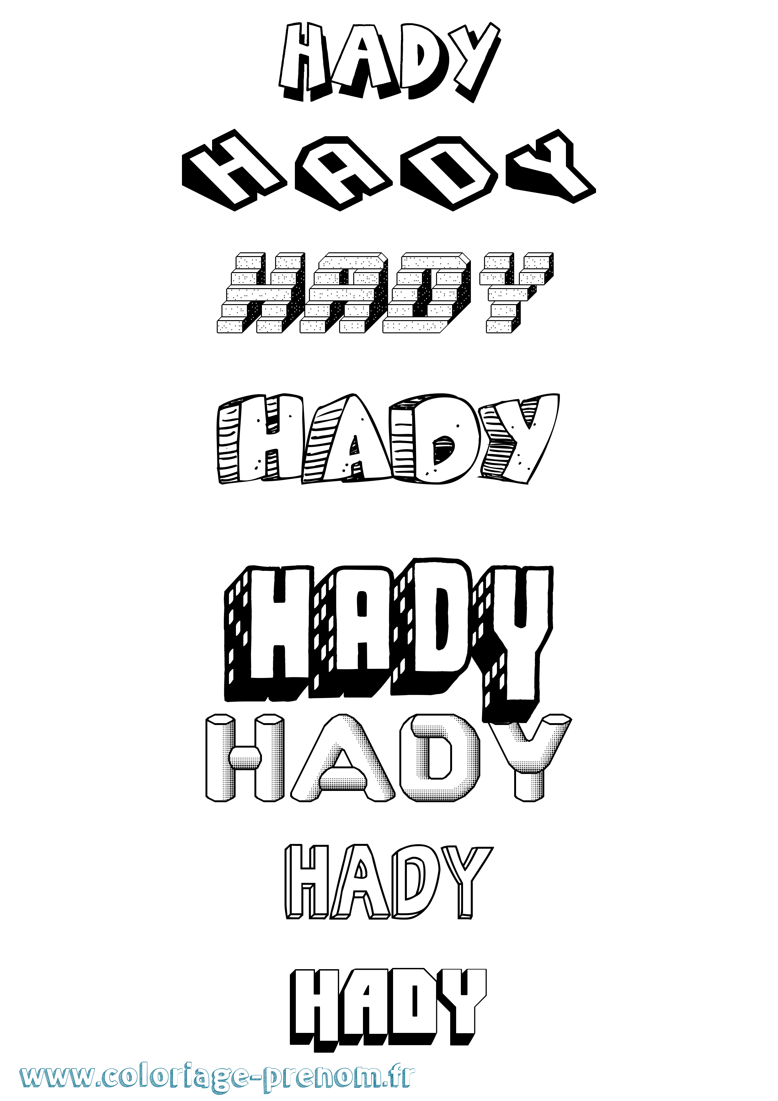 Coloriage Hady Effet 3D Coloriage prénom Hady Effet 3D