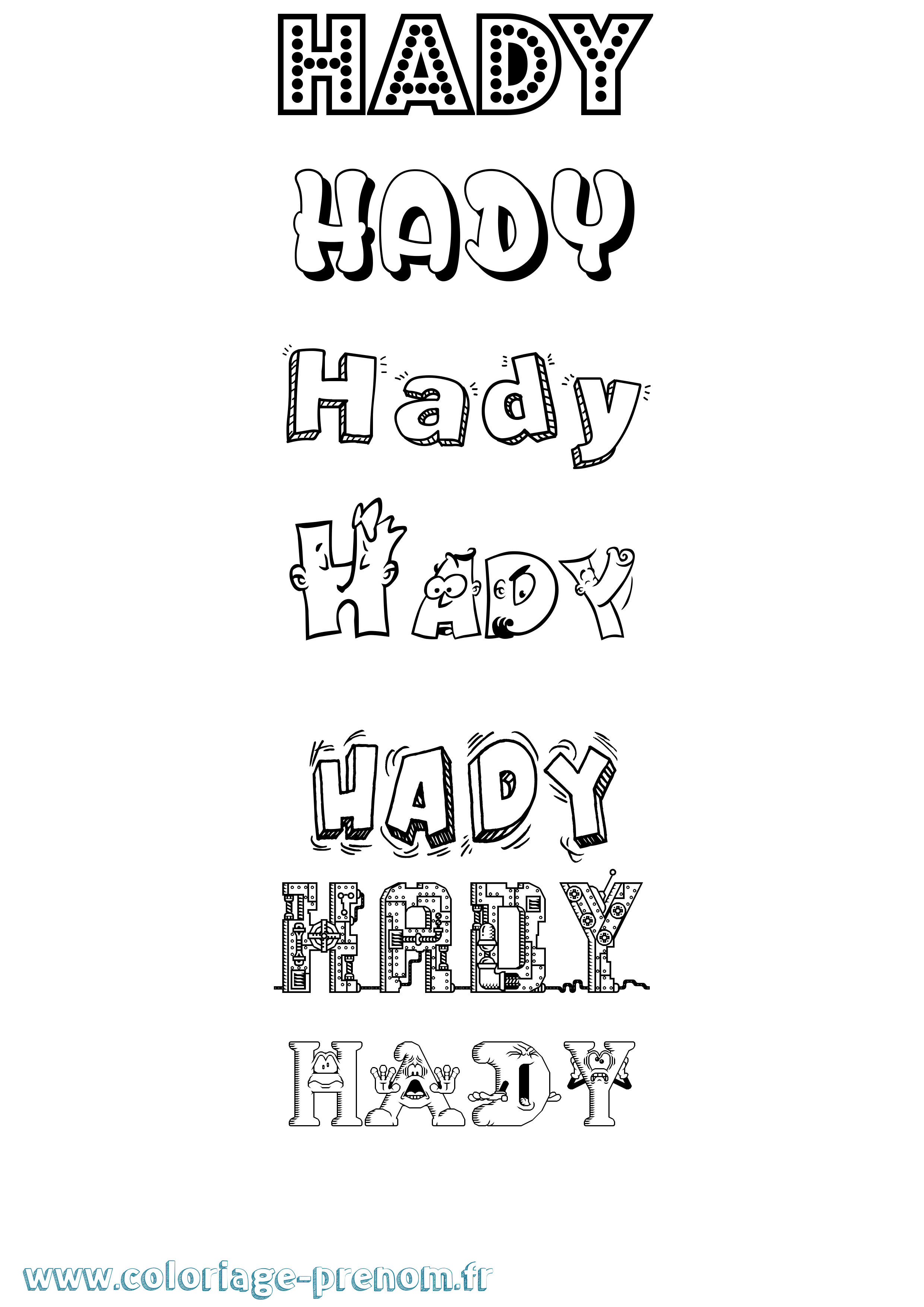 Coloriage prénom Hady Fun