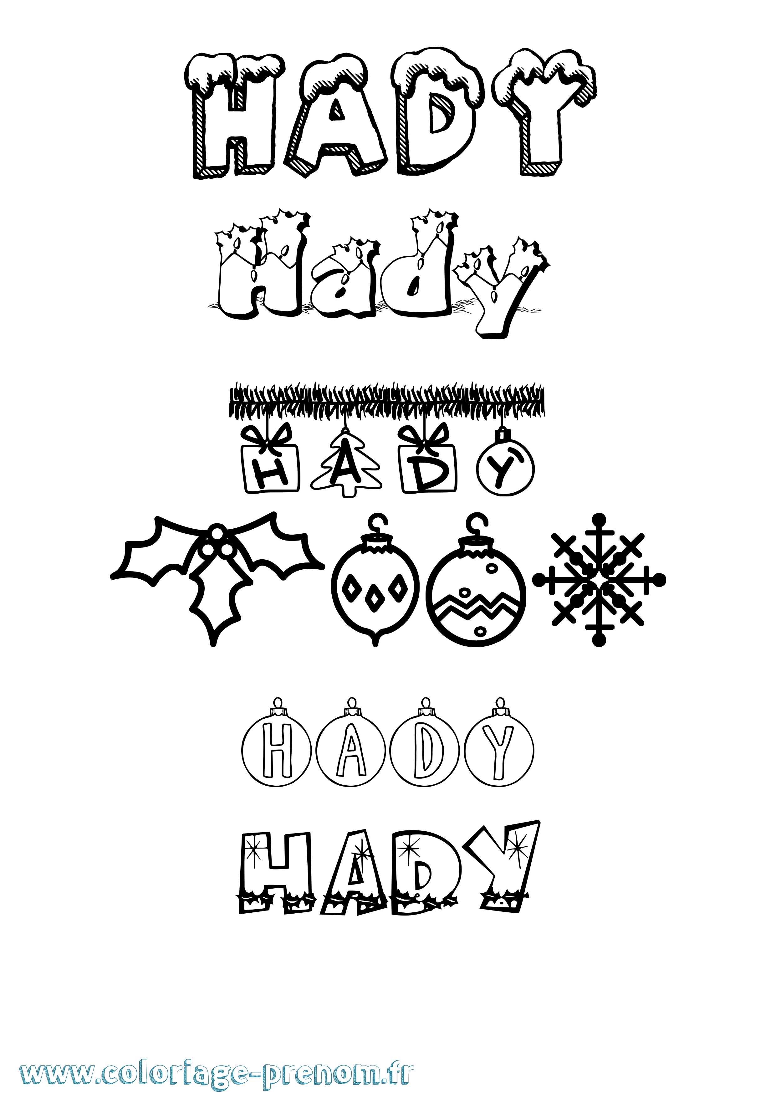 Coloriage Hady Noël Coloriage prénom Hady Noël