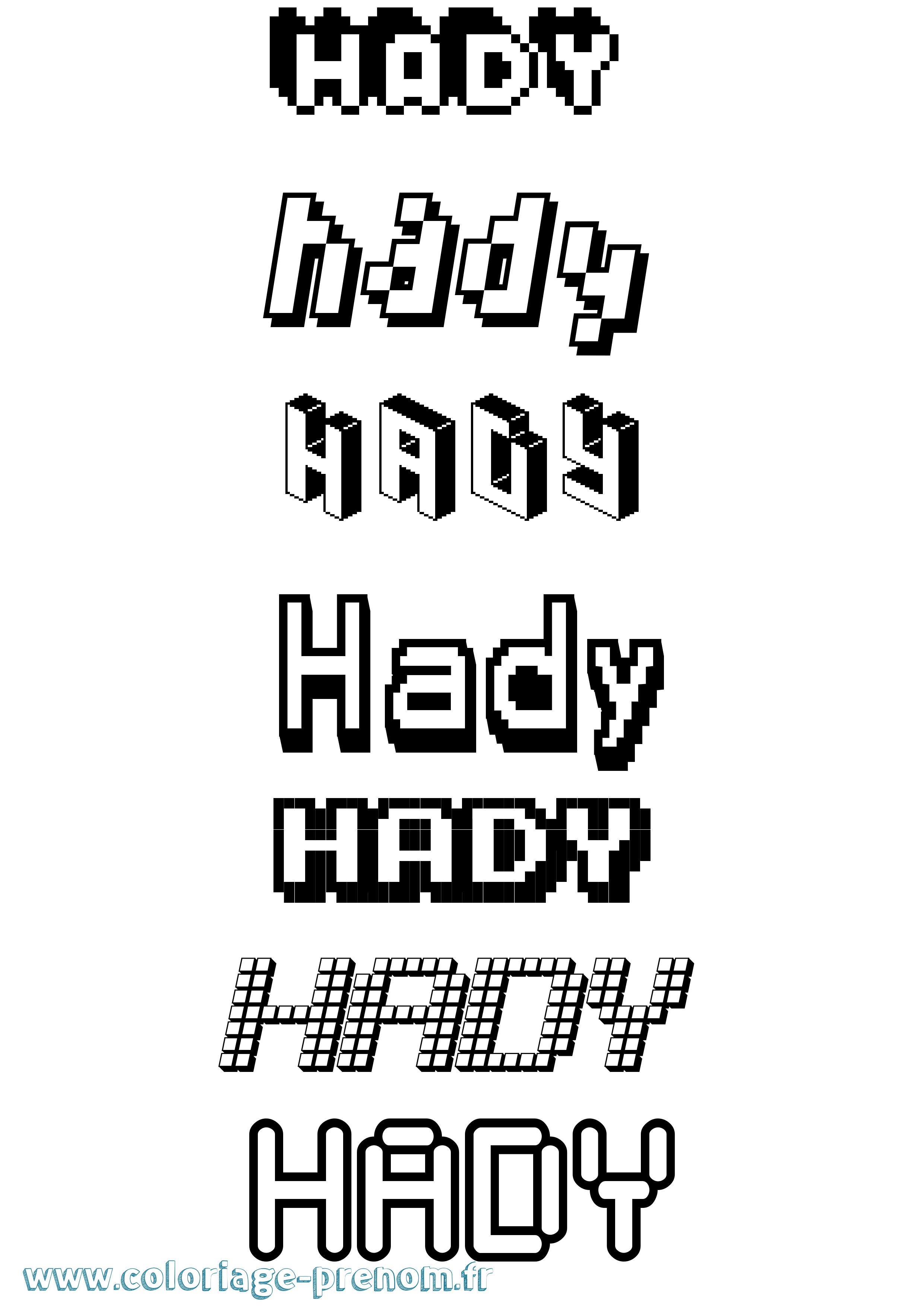 Coloriage prénom Hady Pixel