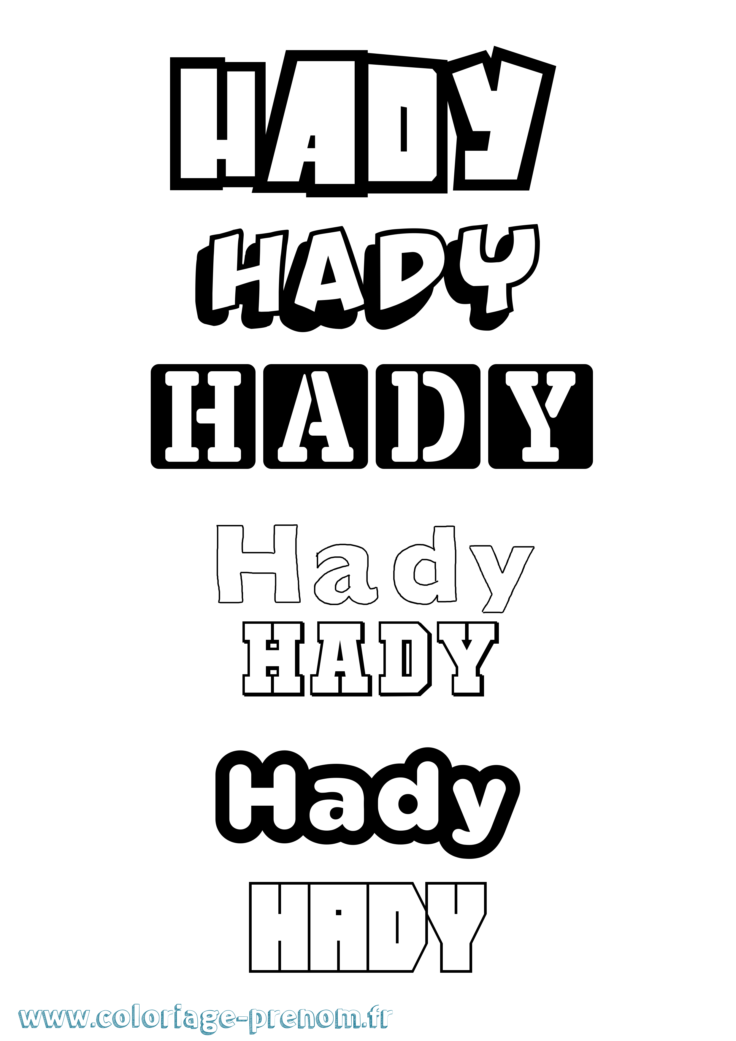 Coloriage prénom Hady Simple