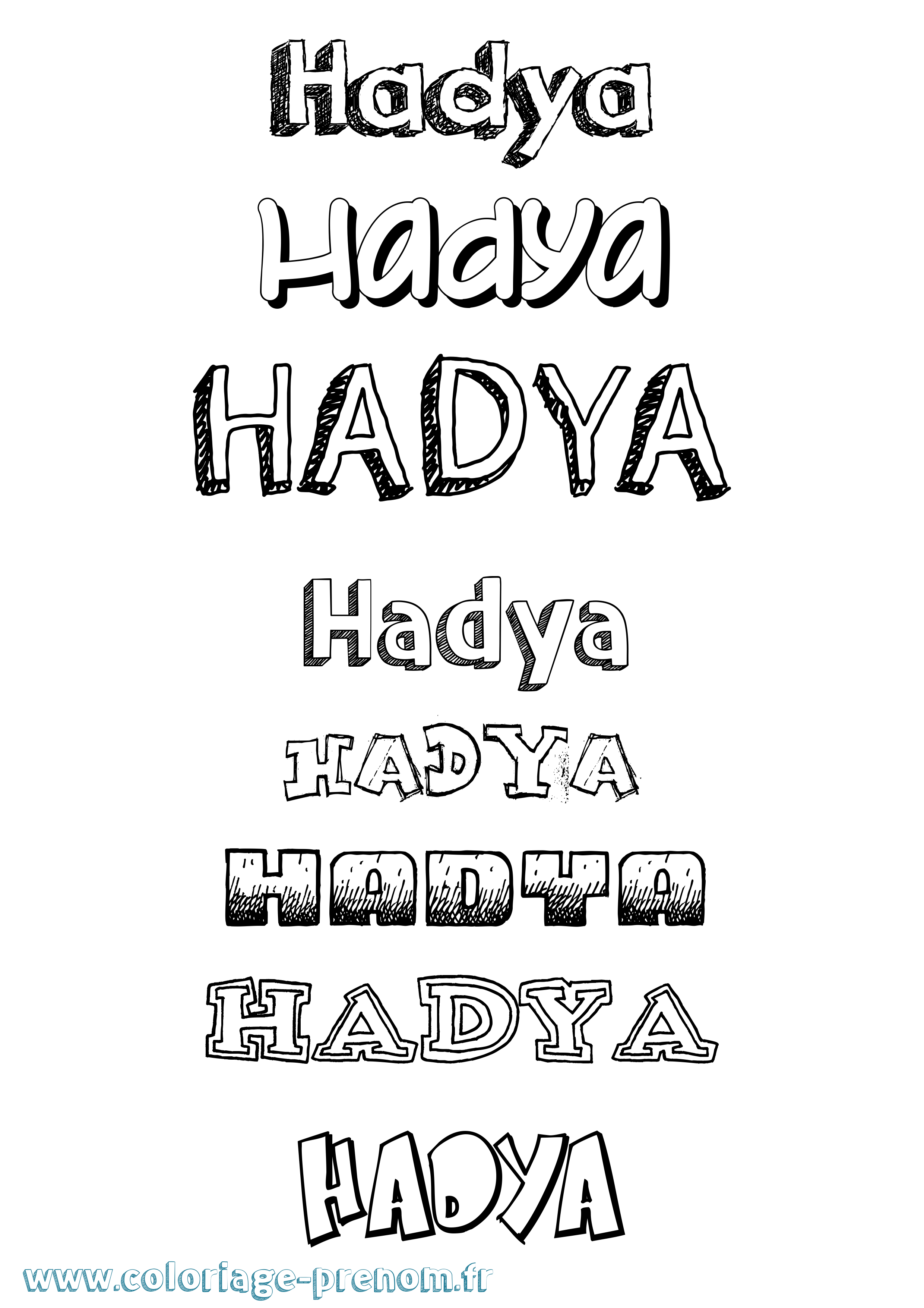 Coloriage prénom Hadya Dessiné