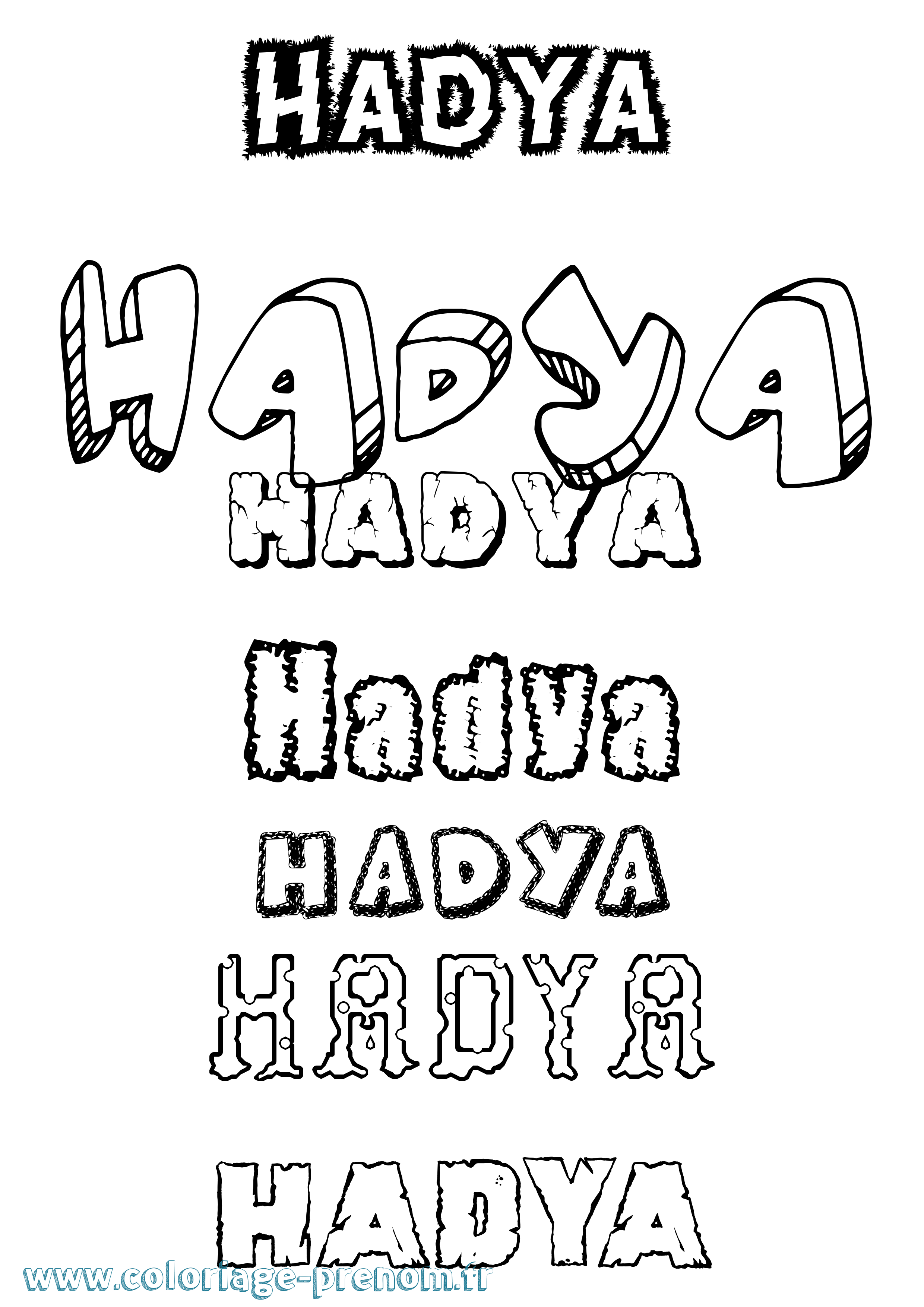 Coloriage prénom Hadya Destructuré