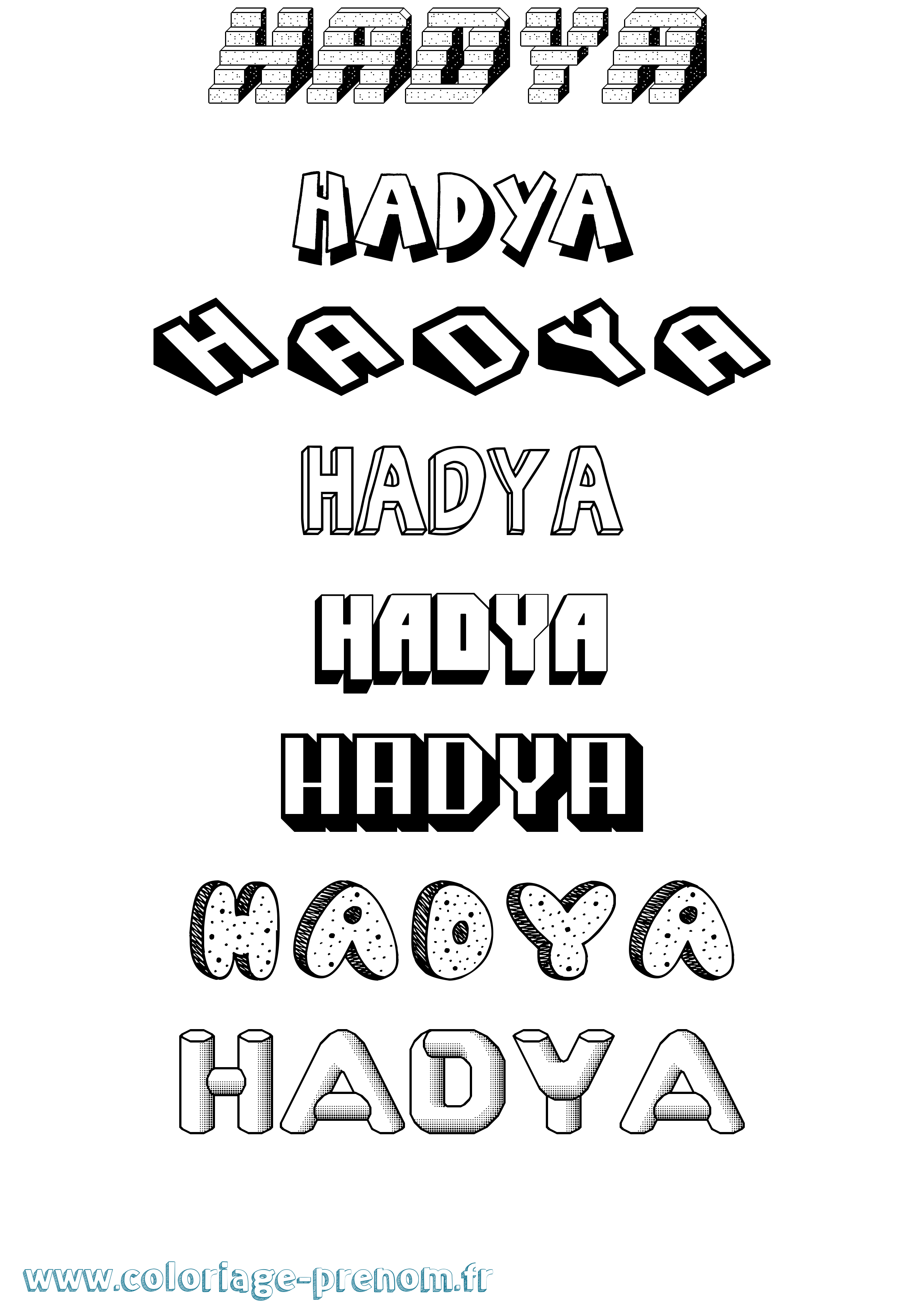 Coloriage prénom Hadya Effet 3D