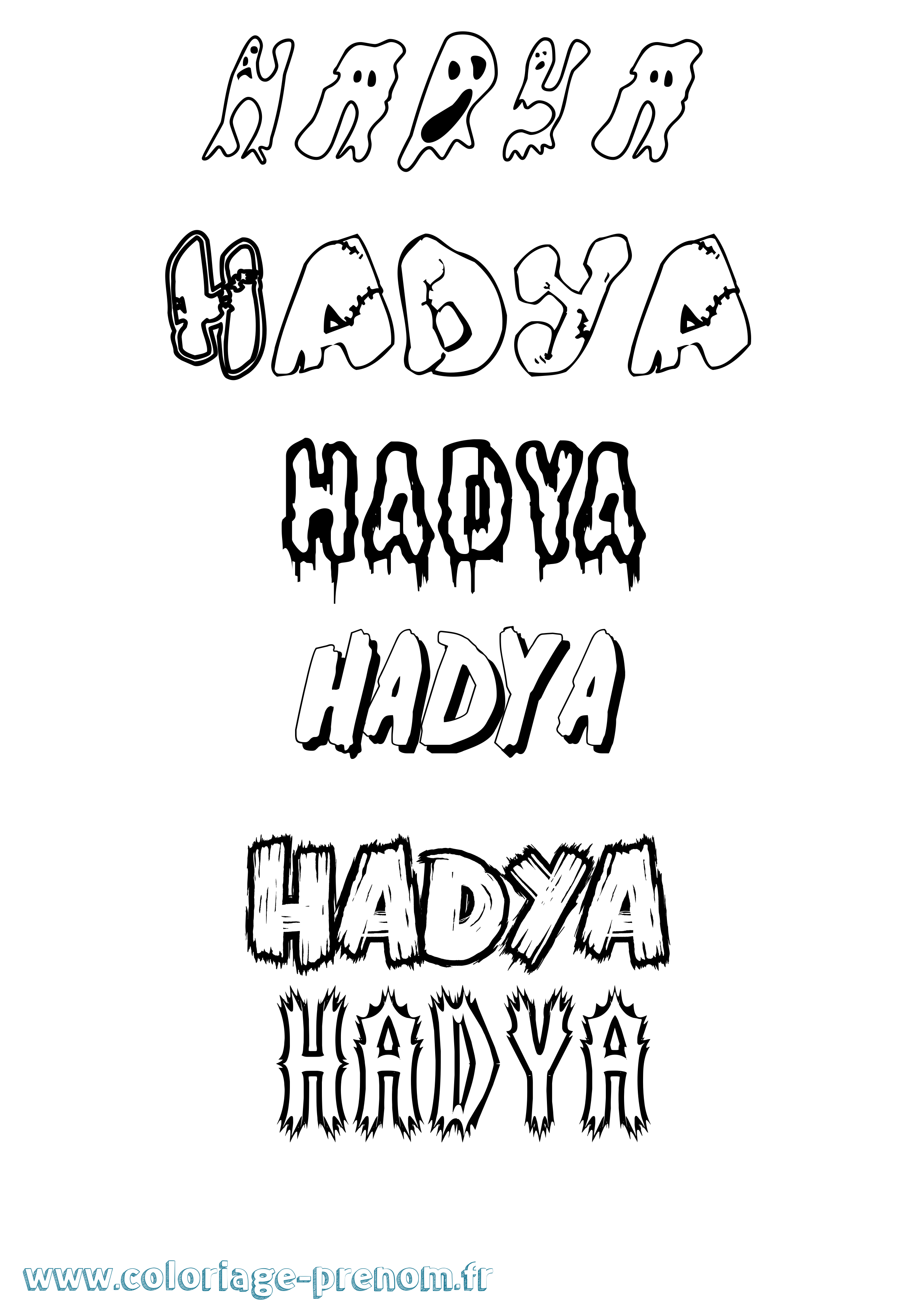 Coloriage prénom Hadya Frisson