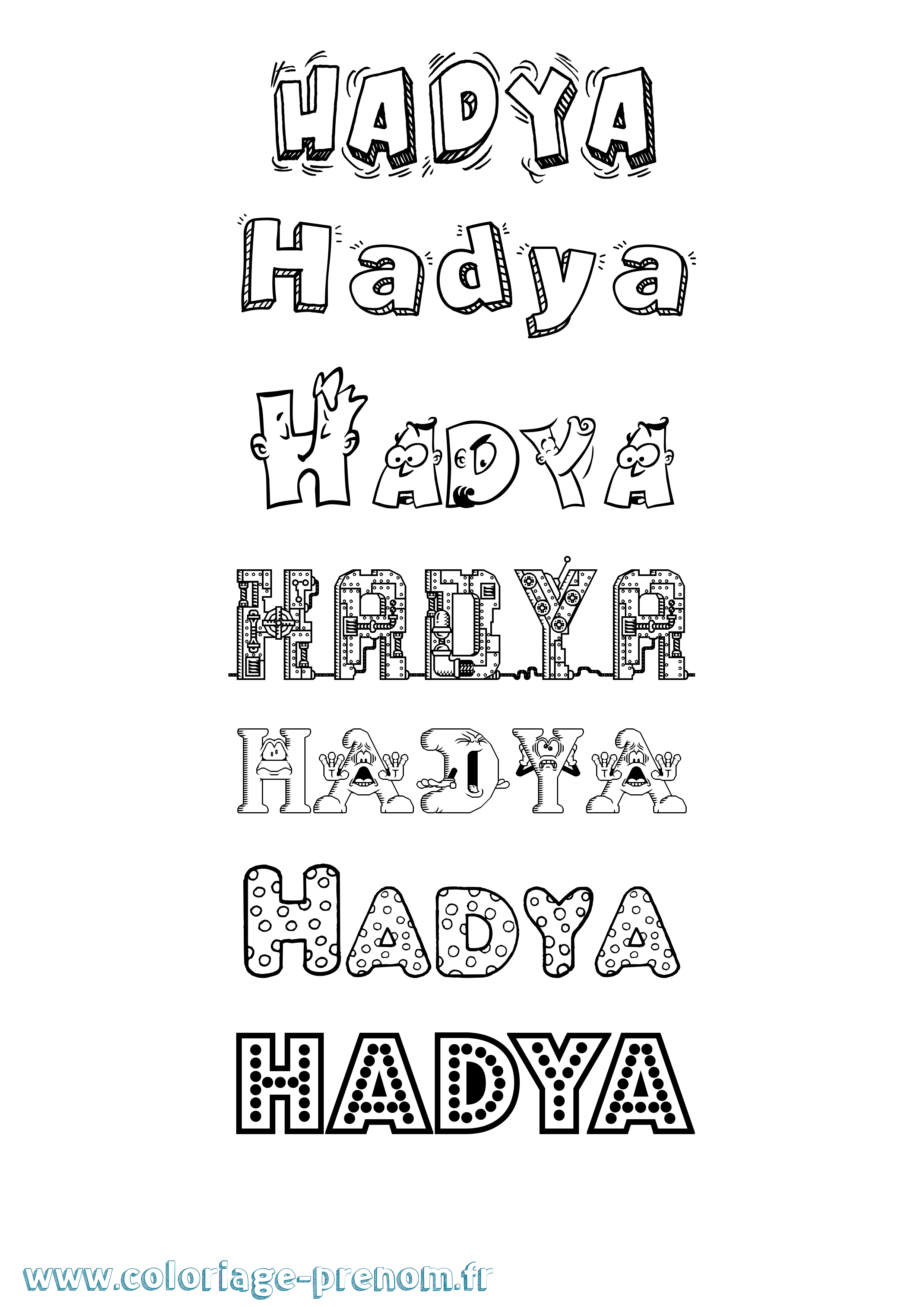 Coloriage prénom Hadya Fun