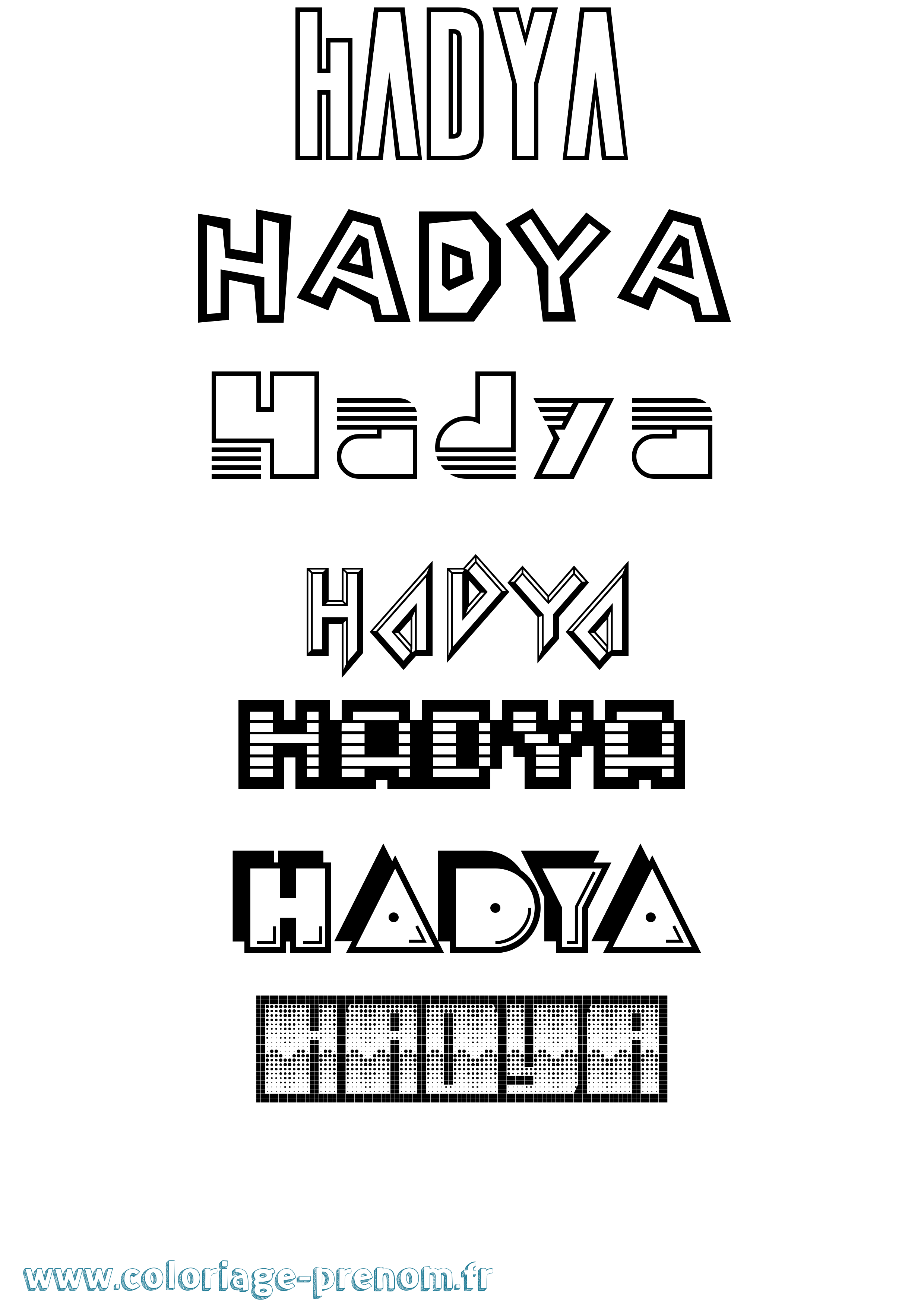 Coloriage prénom Hadya Jeux Vidéos