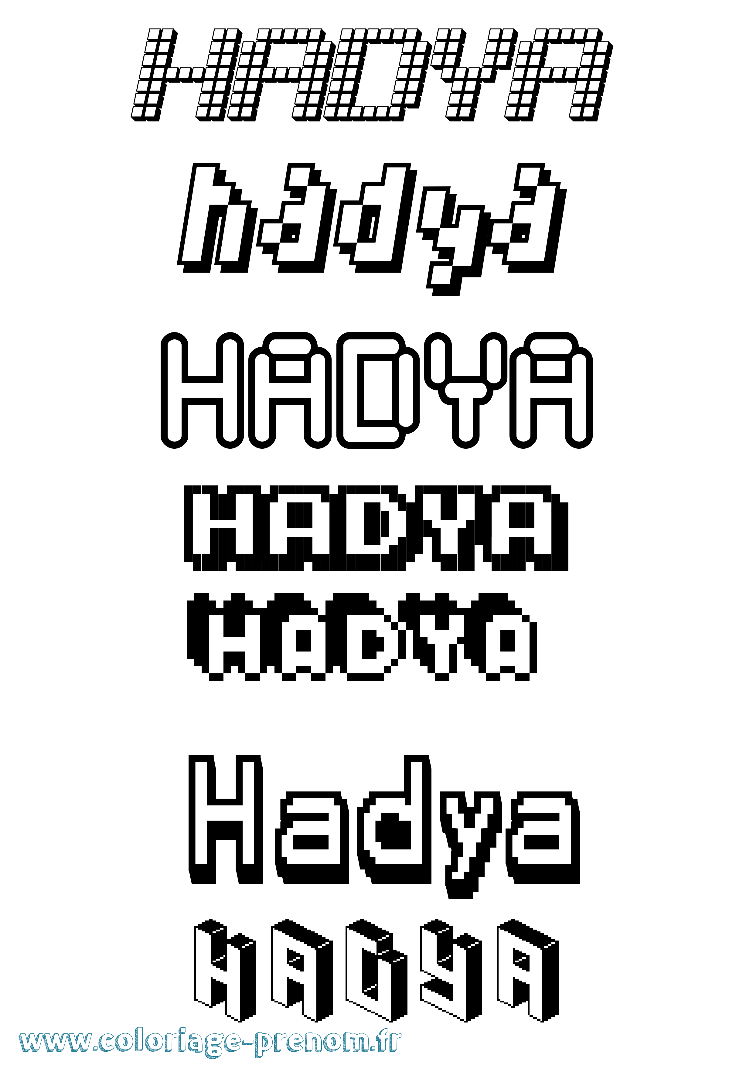 Coloriage prénom Hadya Pixel