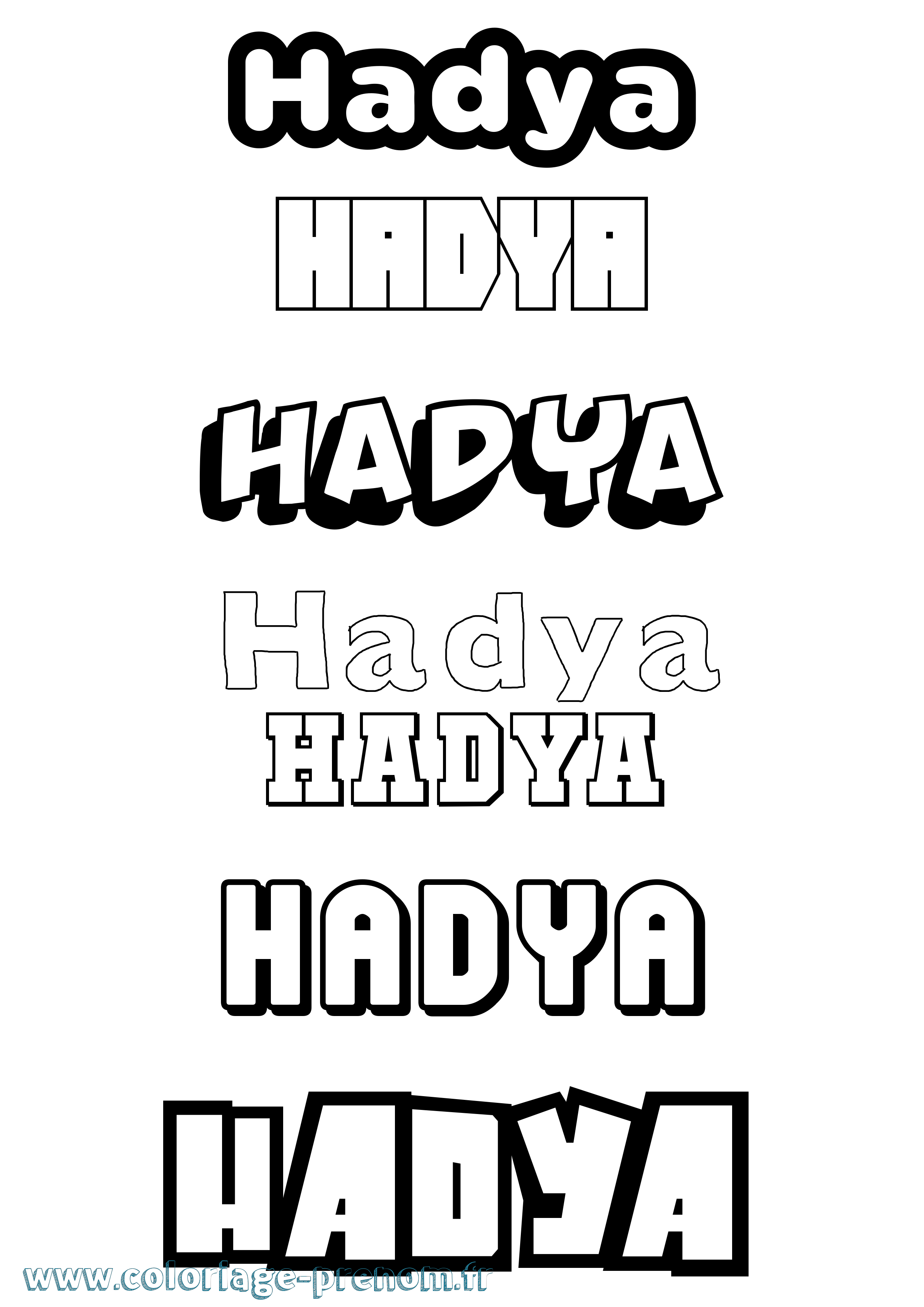 Coloriage prénom Hadya Simple