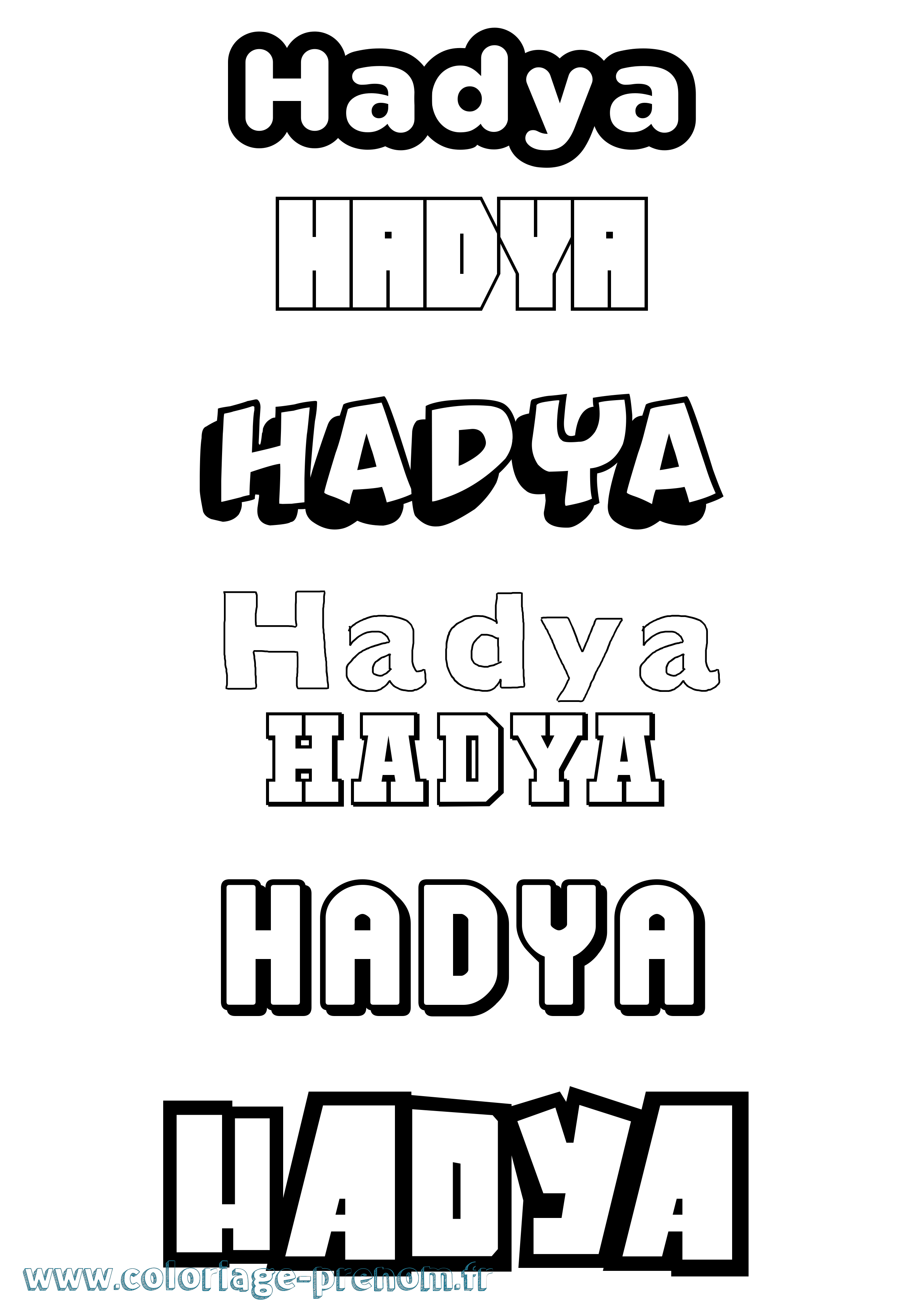 Coloriage Hadya Simple Coloriage prénom Hadya Simple