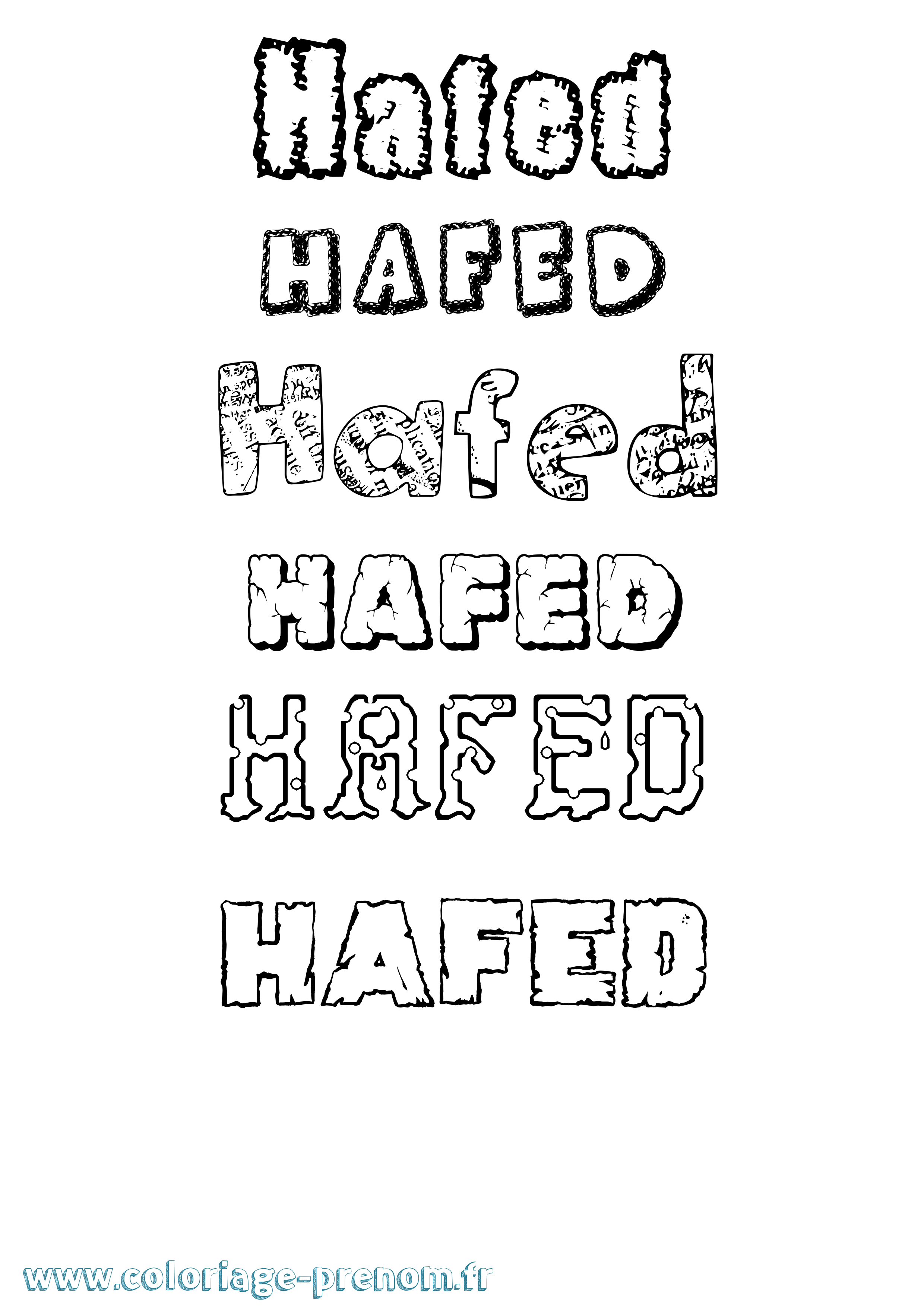 Coloriage prénom Hafed Destructuré