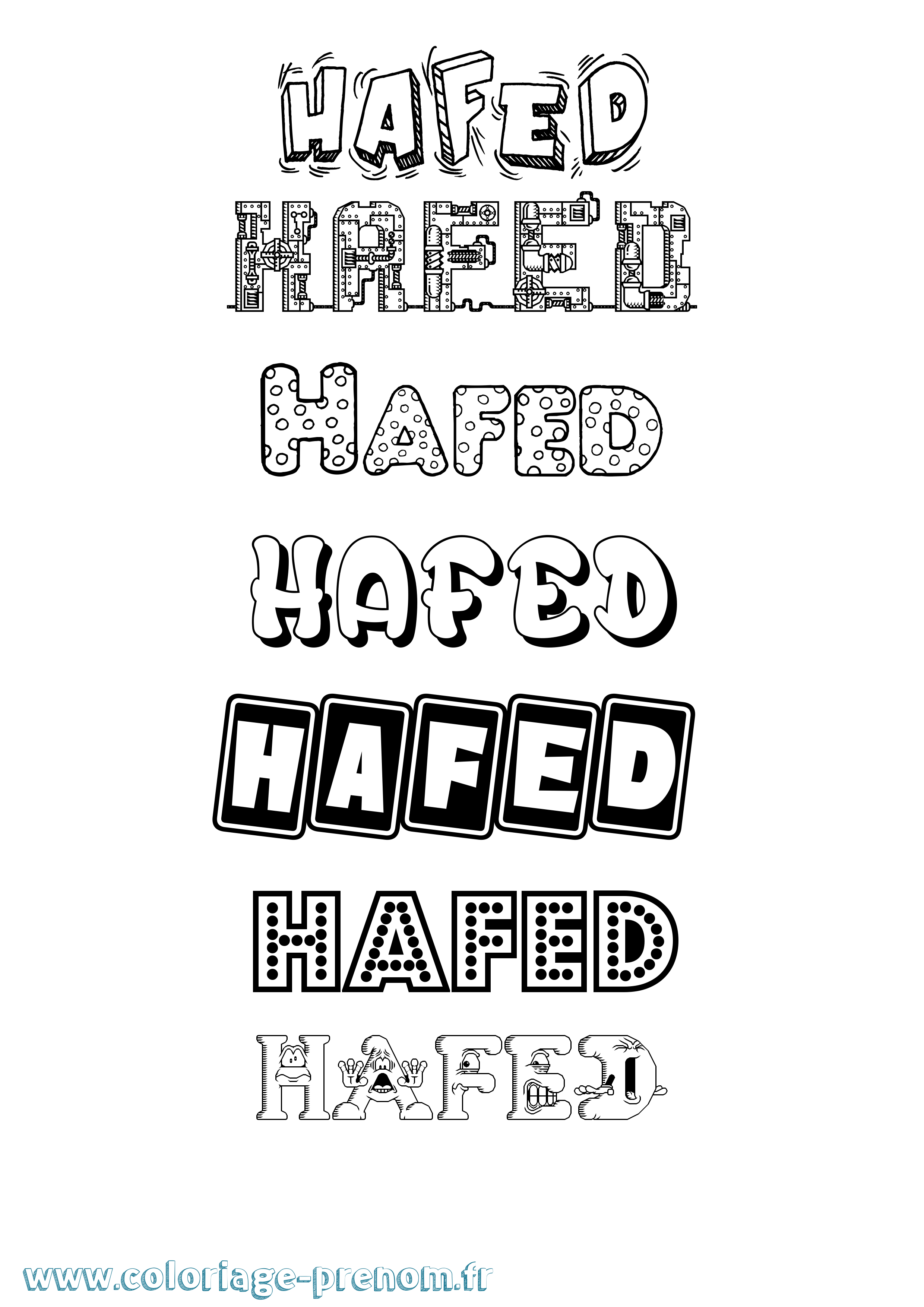 Coloriage prénom Hafed Fun