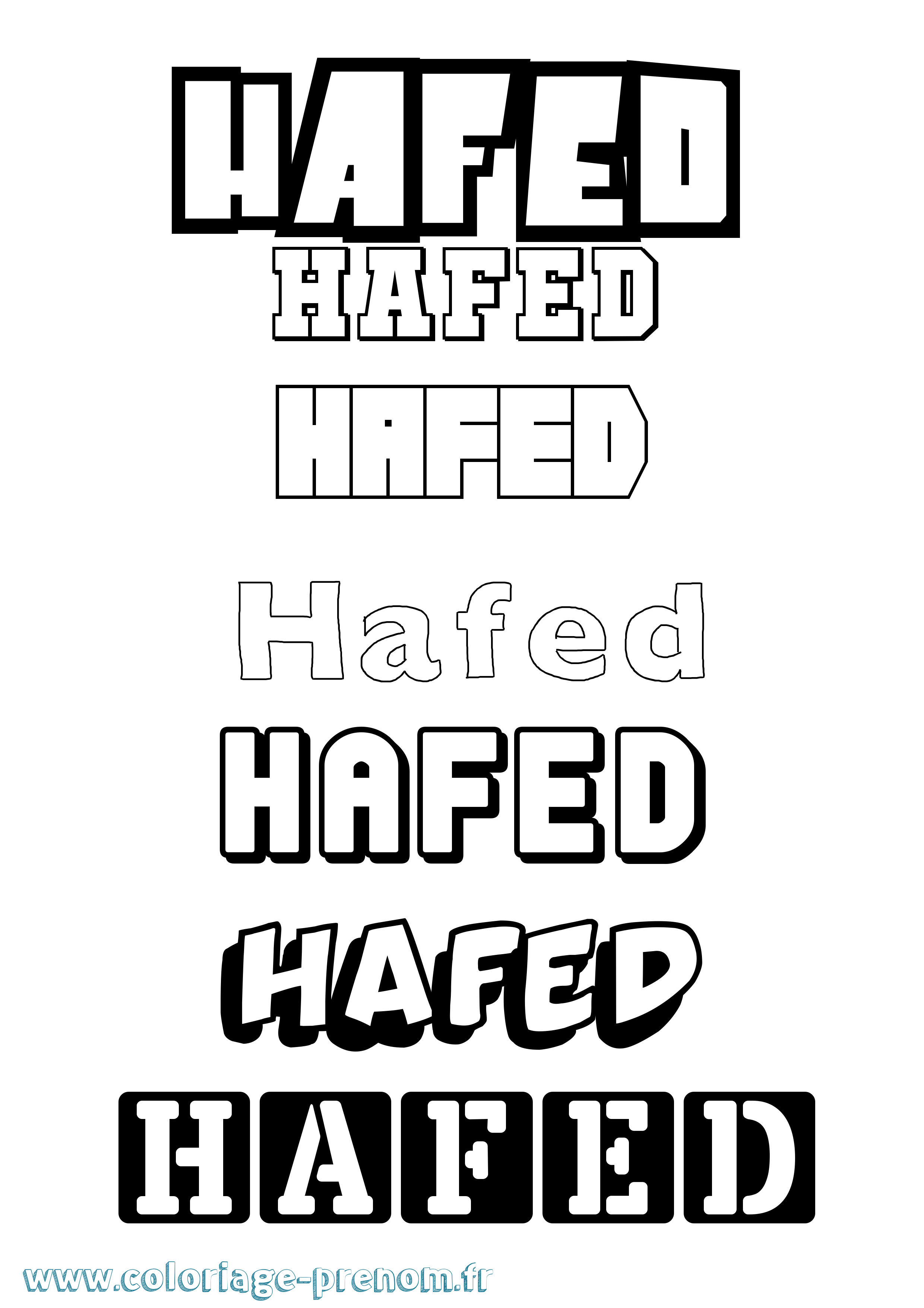 Coloriage prénom Hafed Simple