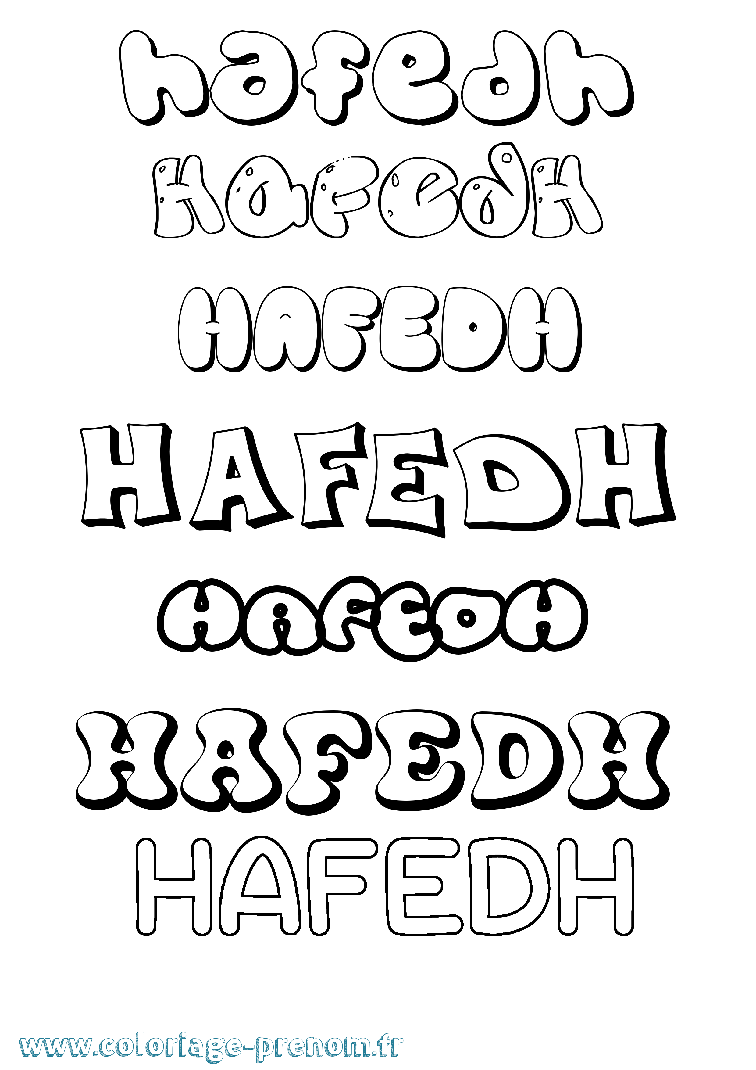 Coloriage prénom Hafedh Bubble
