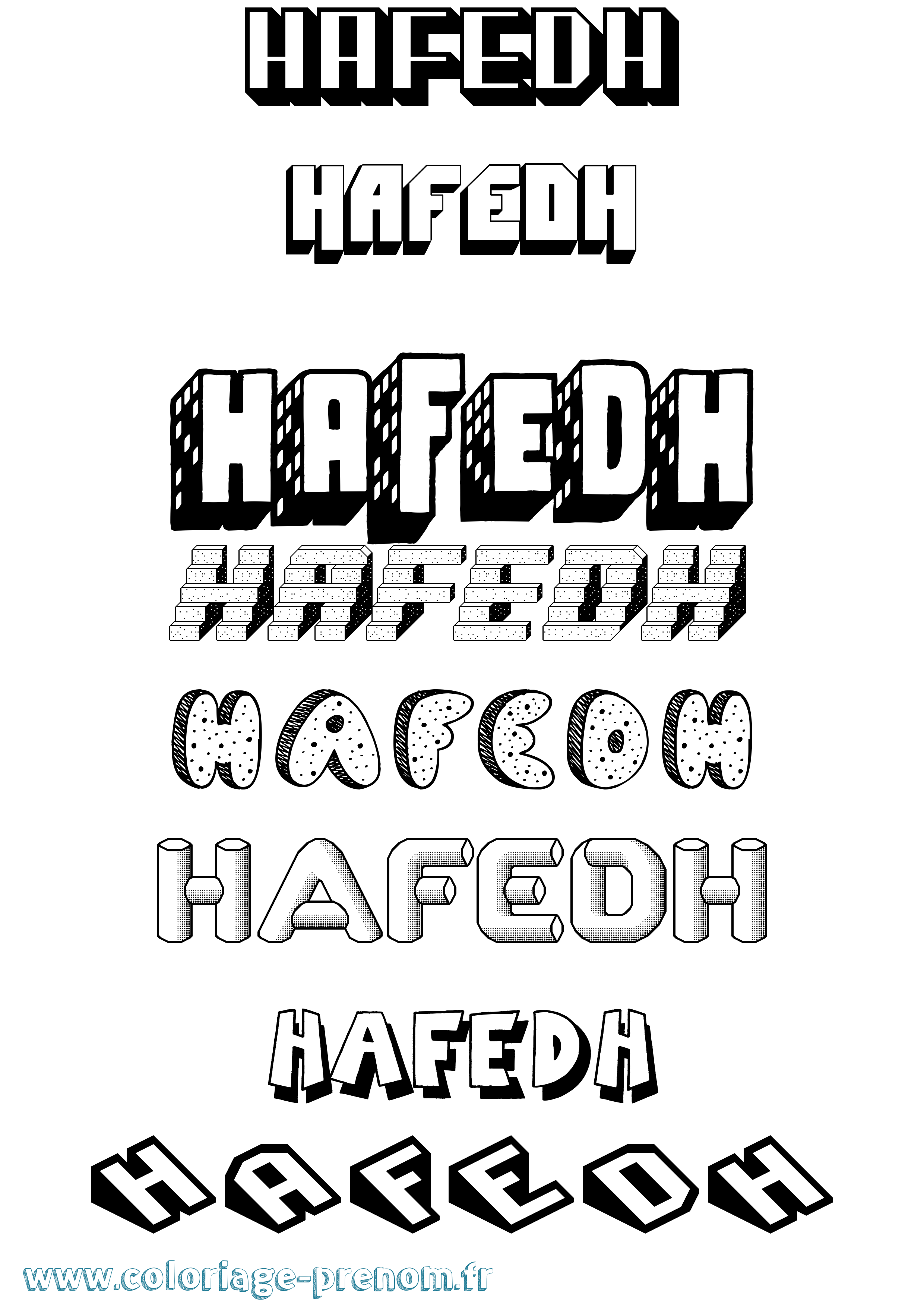 Coloriage prénom Hafedh Effet 3D