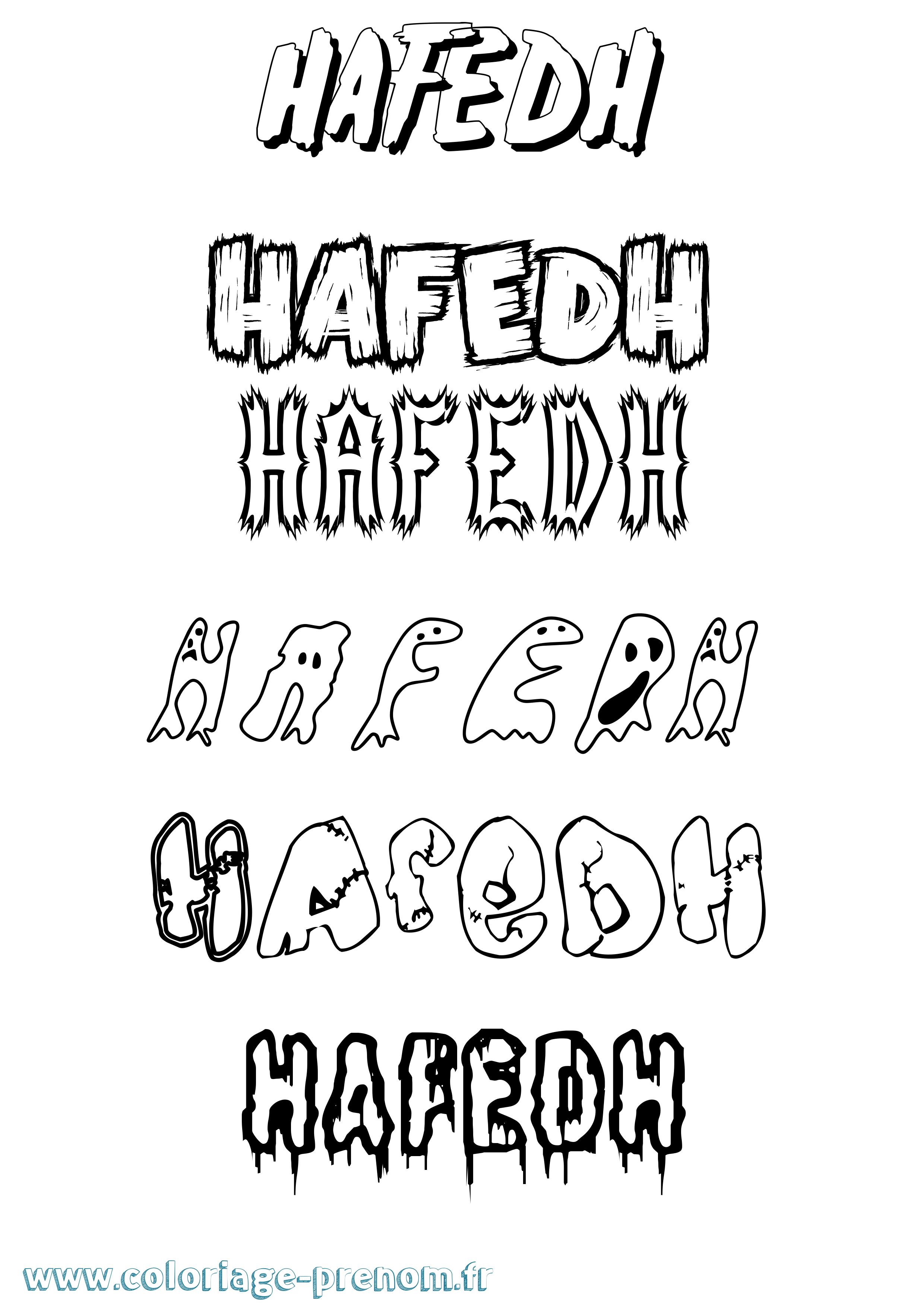 Coloriage prénom Hafedh Frisson