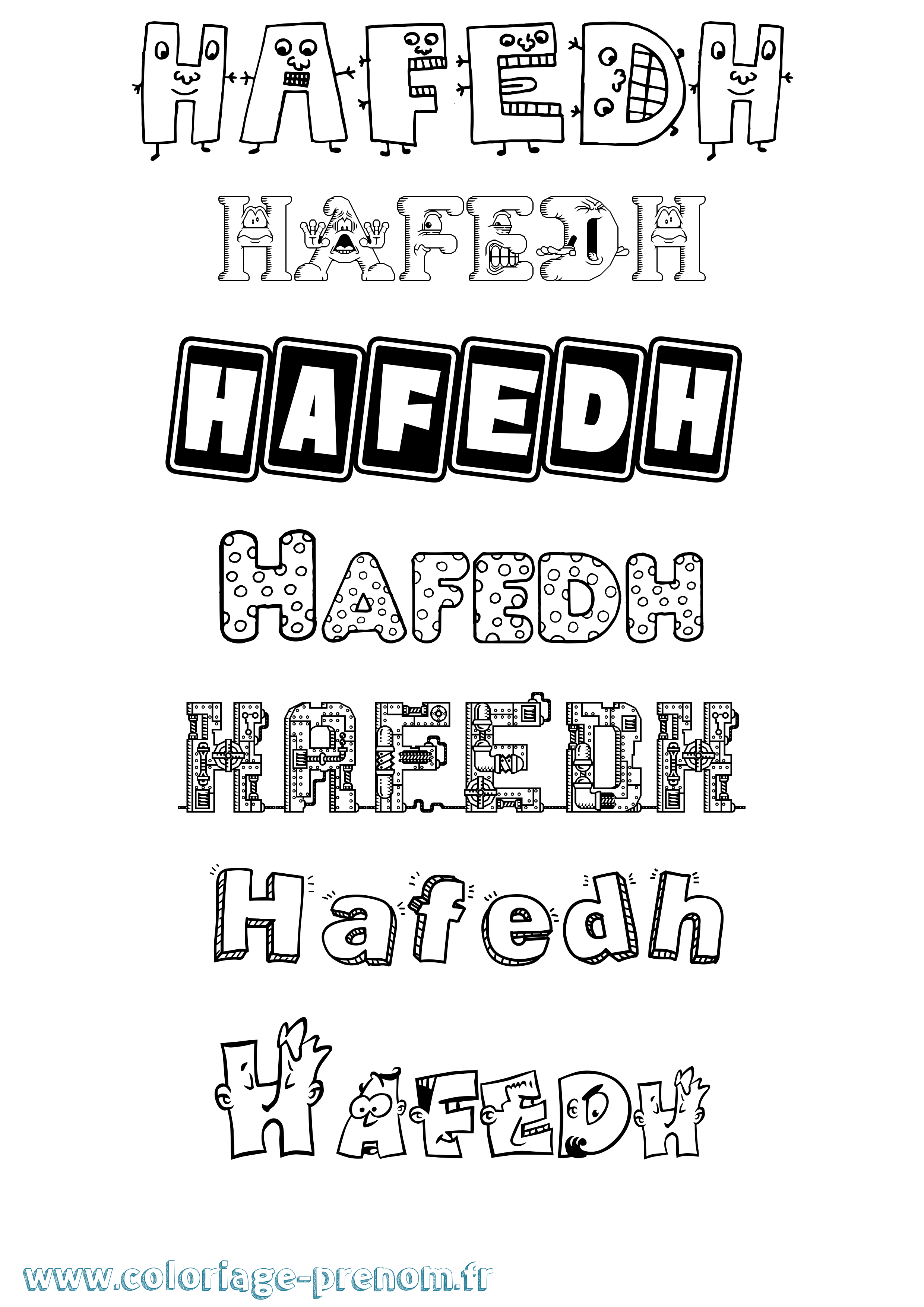 Coloriage prénom Hafedh Fun