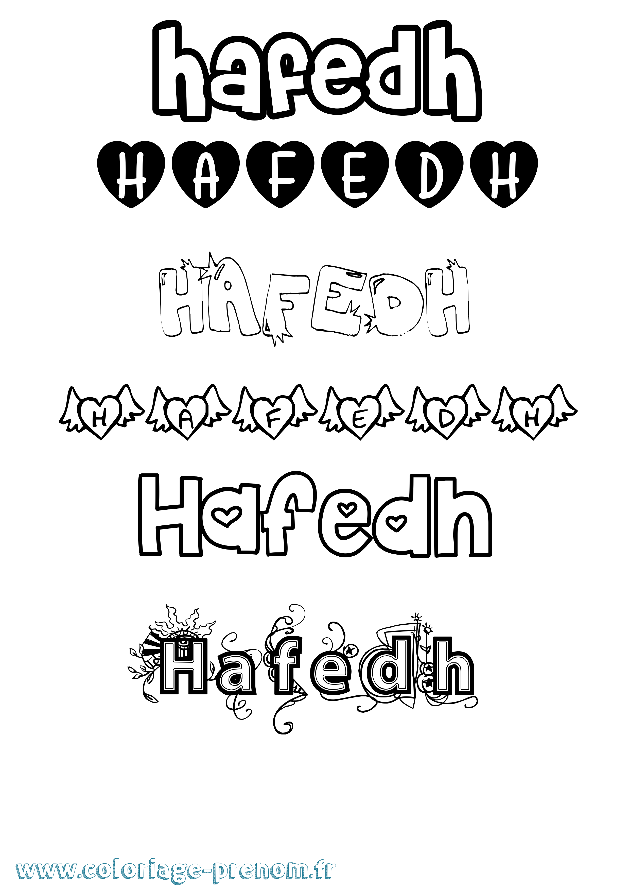 Coloriage prénom Hafedh Girly