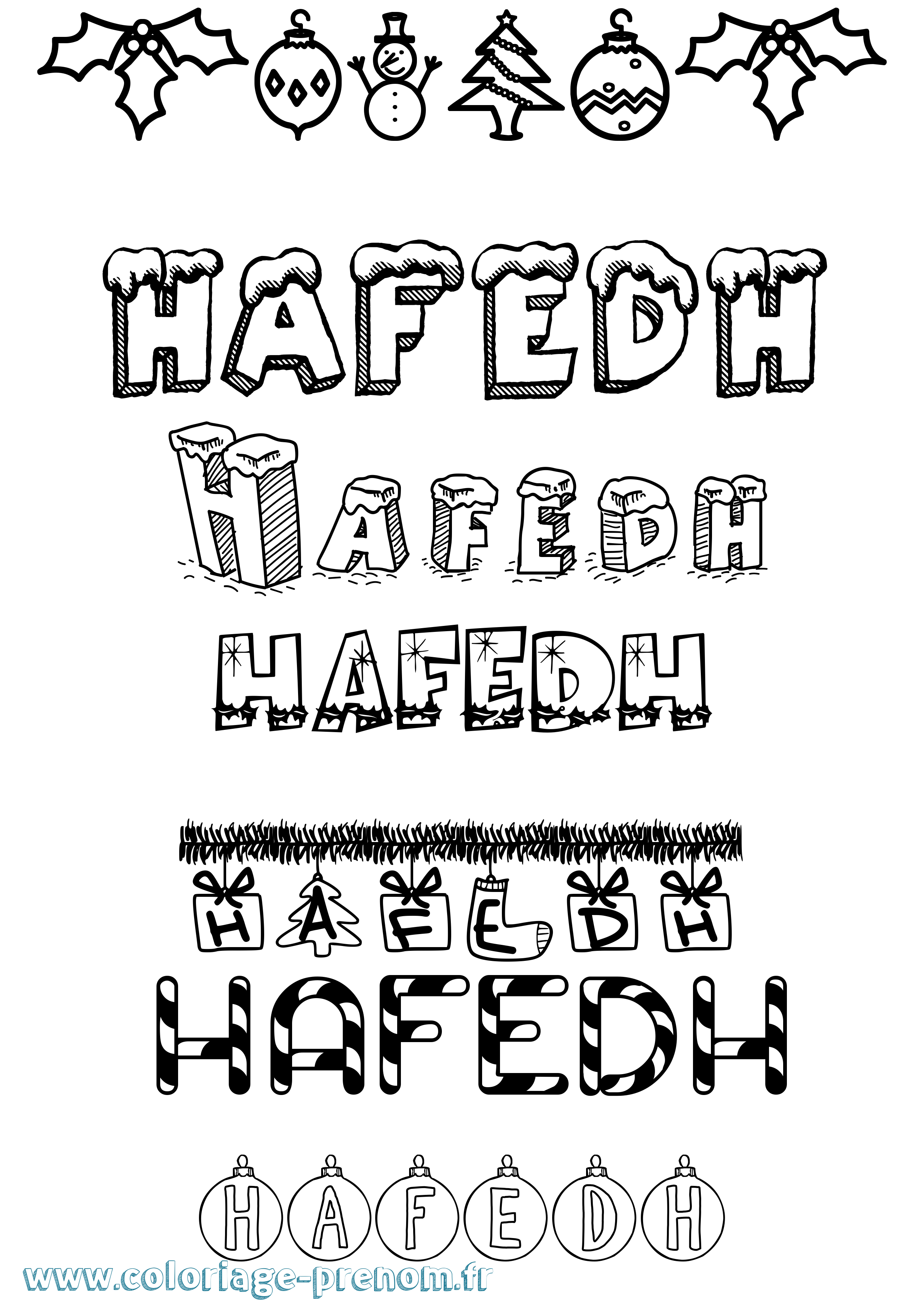 Coloriage prénom Hafedh Noël