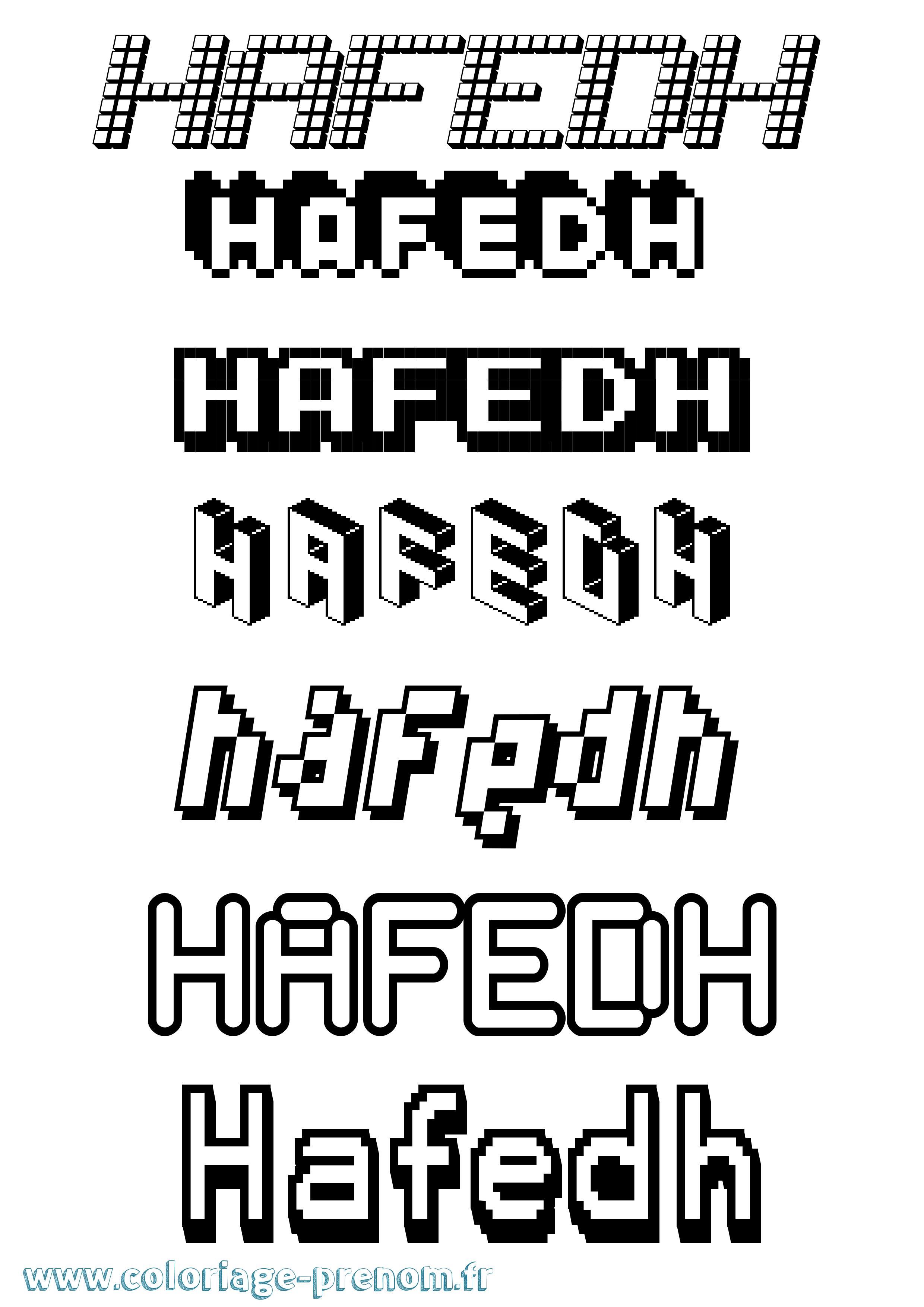 Coloriage prénom Hafedh Pixel