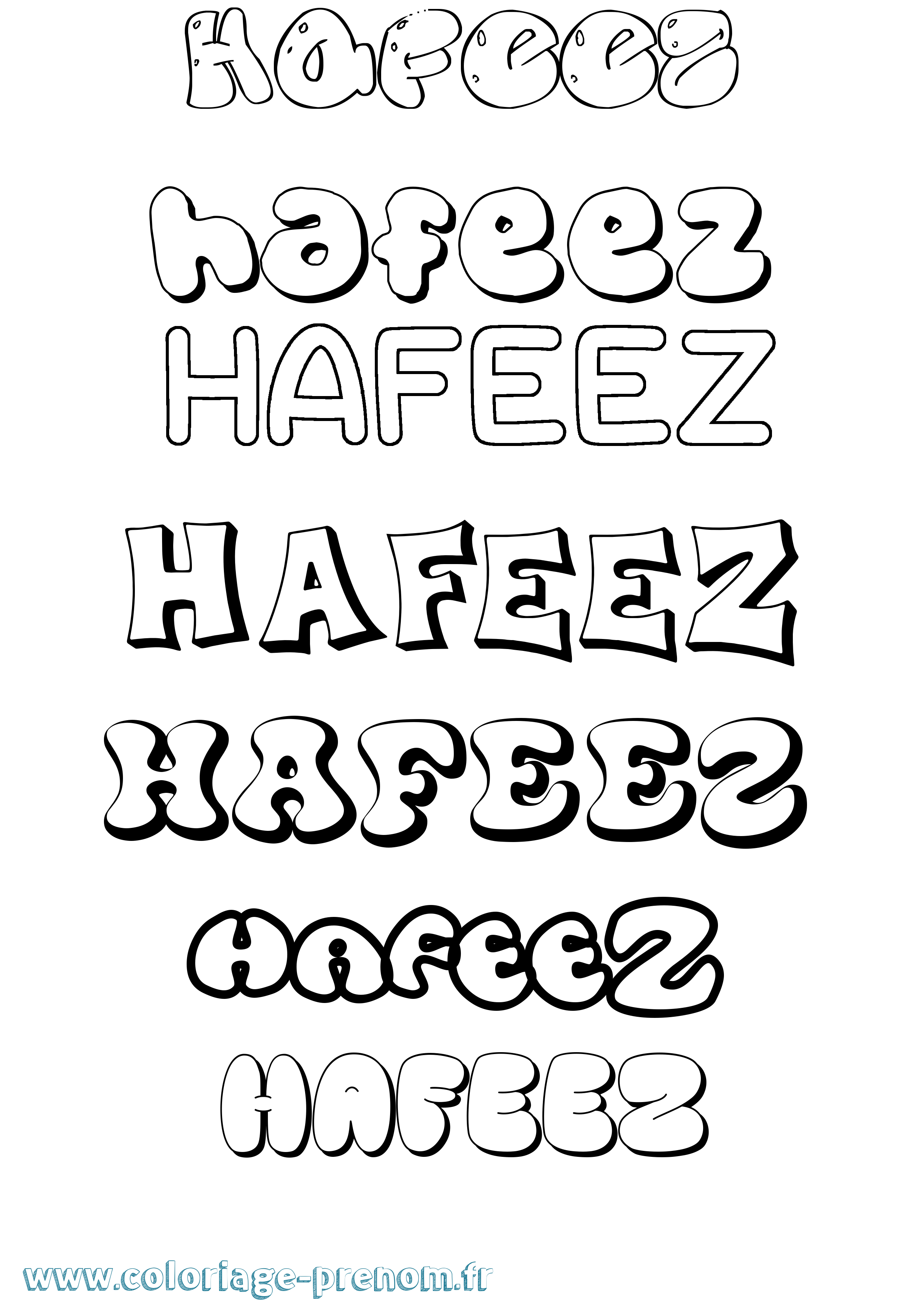 Coloriage Hafeez Bubble Coloriage prénom Hafeez Bubble