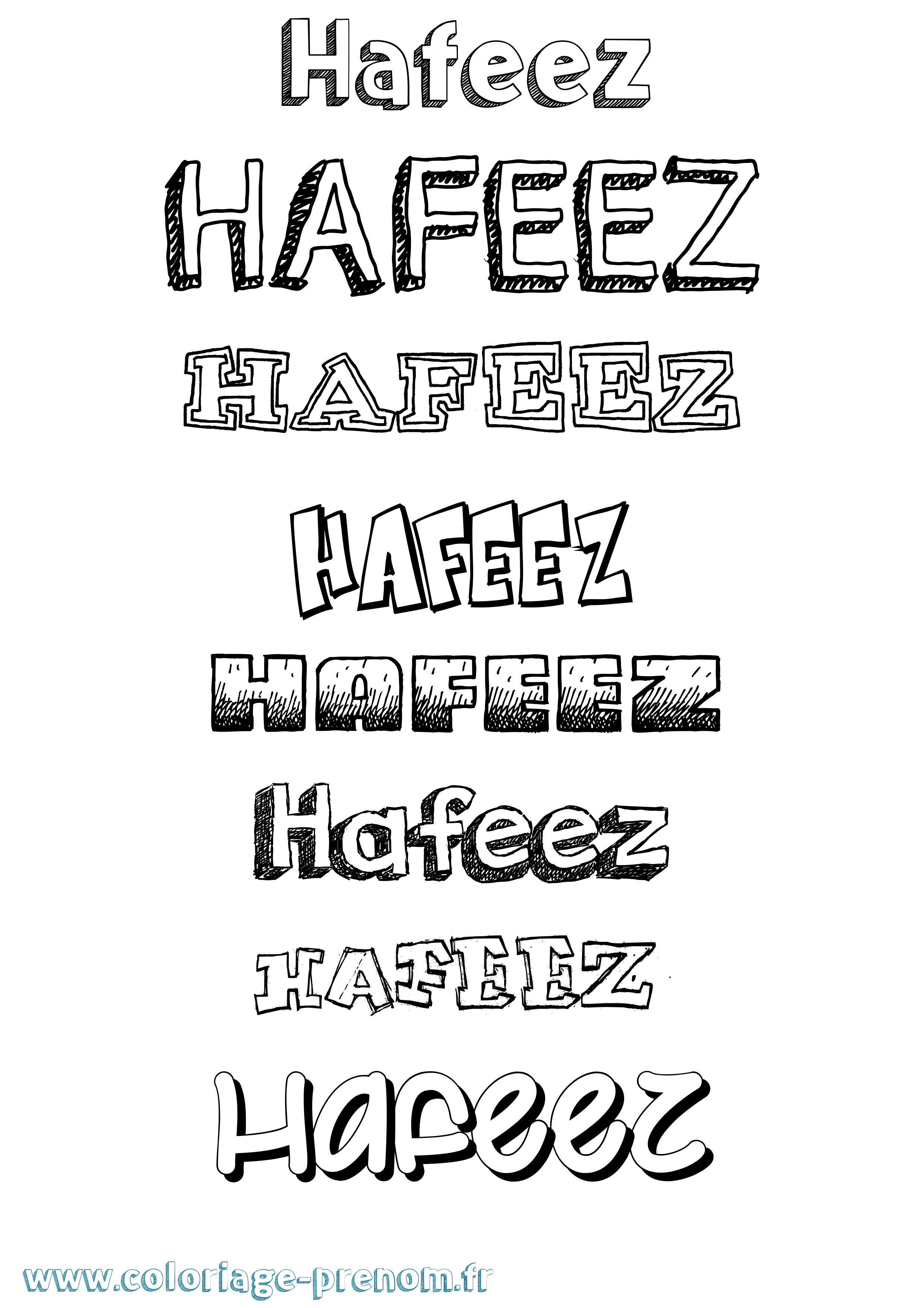 Coloriage prénom Hafeez Dessiné
