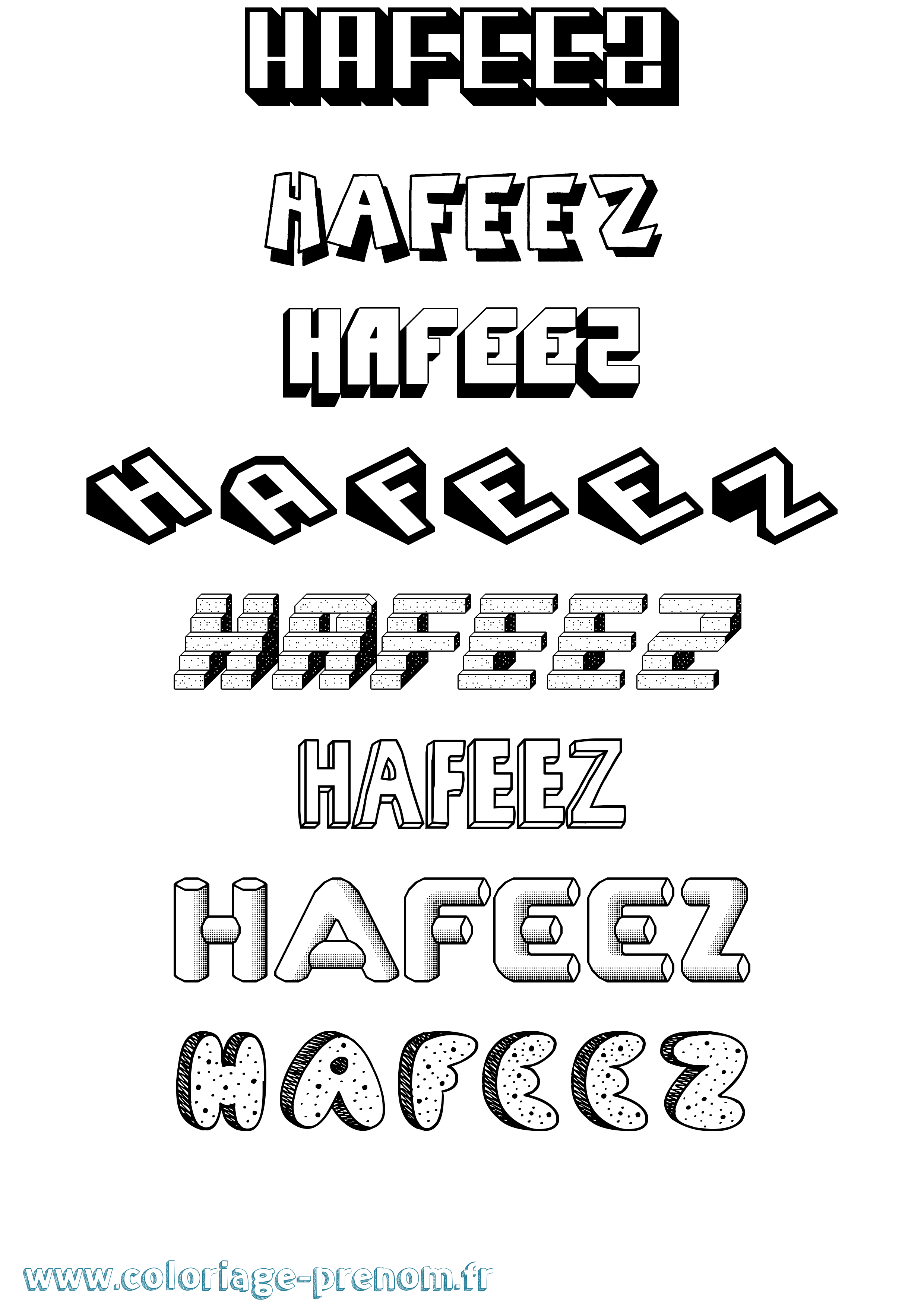 Coloriage Hafeez Effet 3D Coloriage prénom Hafeez Effet 3D