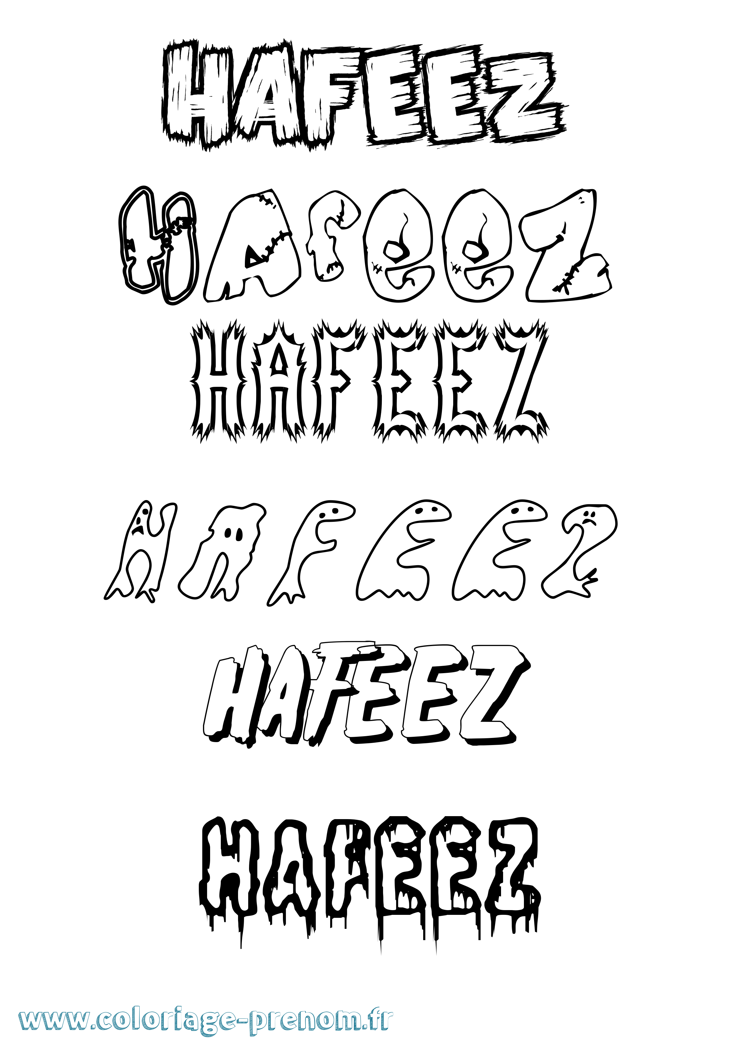 Coloriage prénom Hafeez Frisson