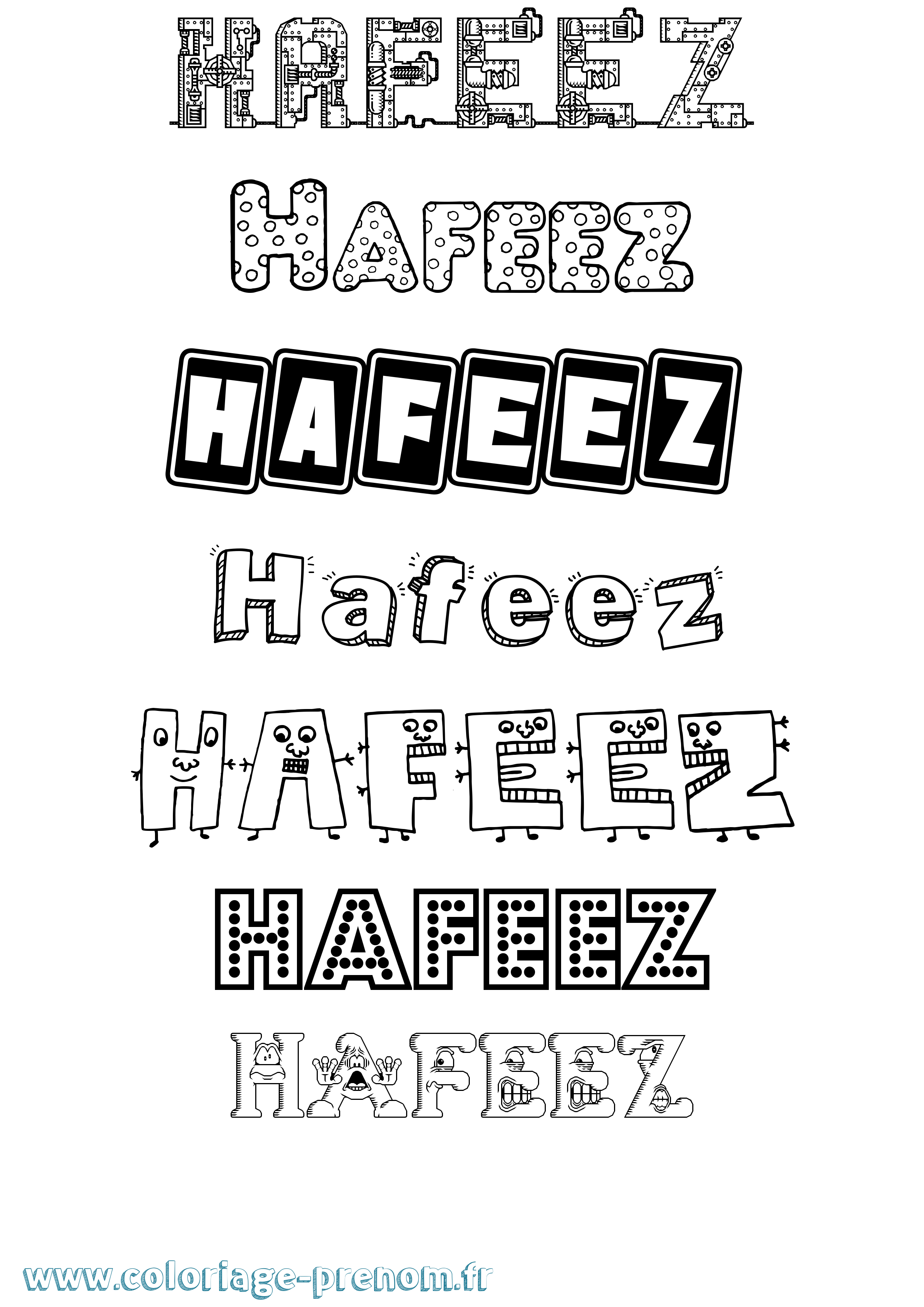 Coloriage prénom Hafeez Fun