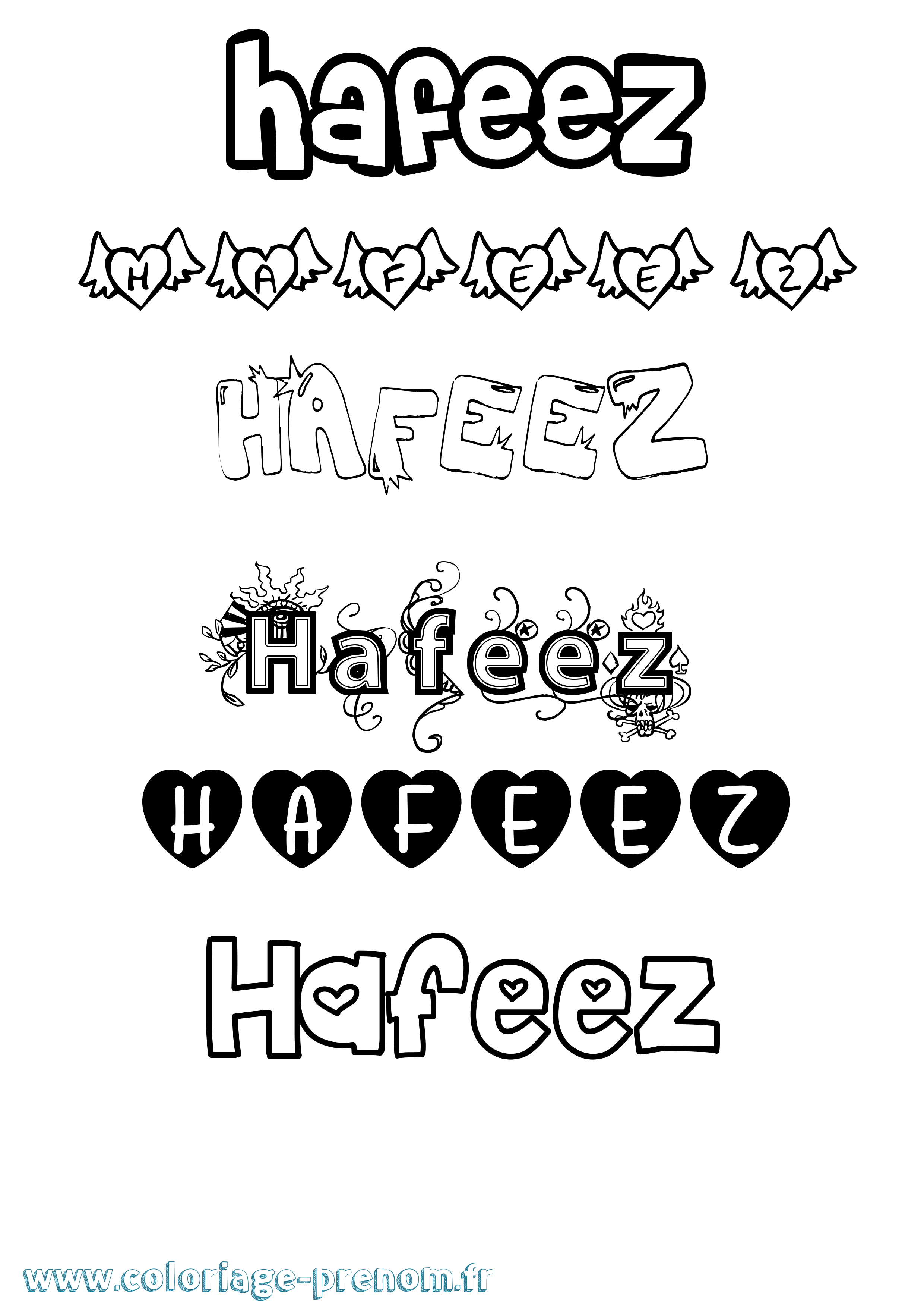 Coloriage prénom Hafeez Girly
