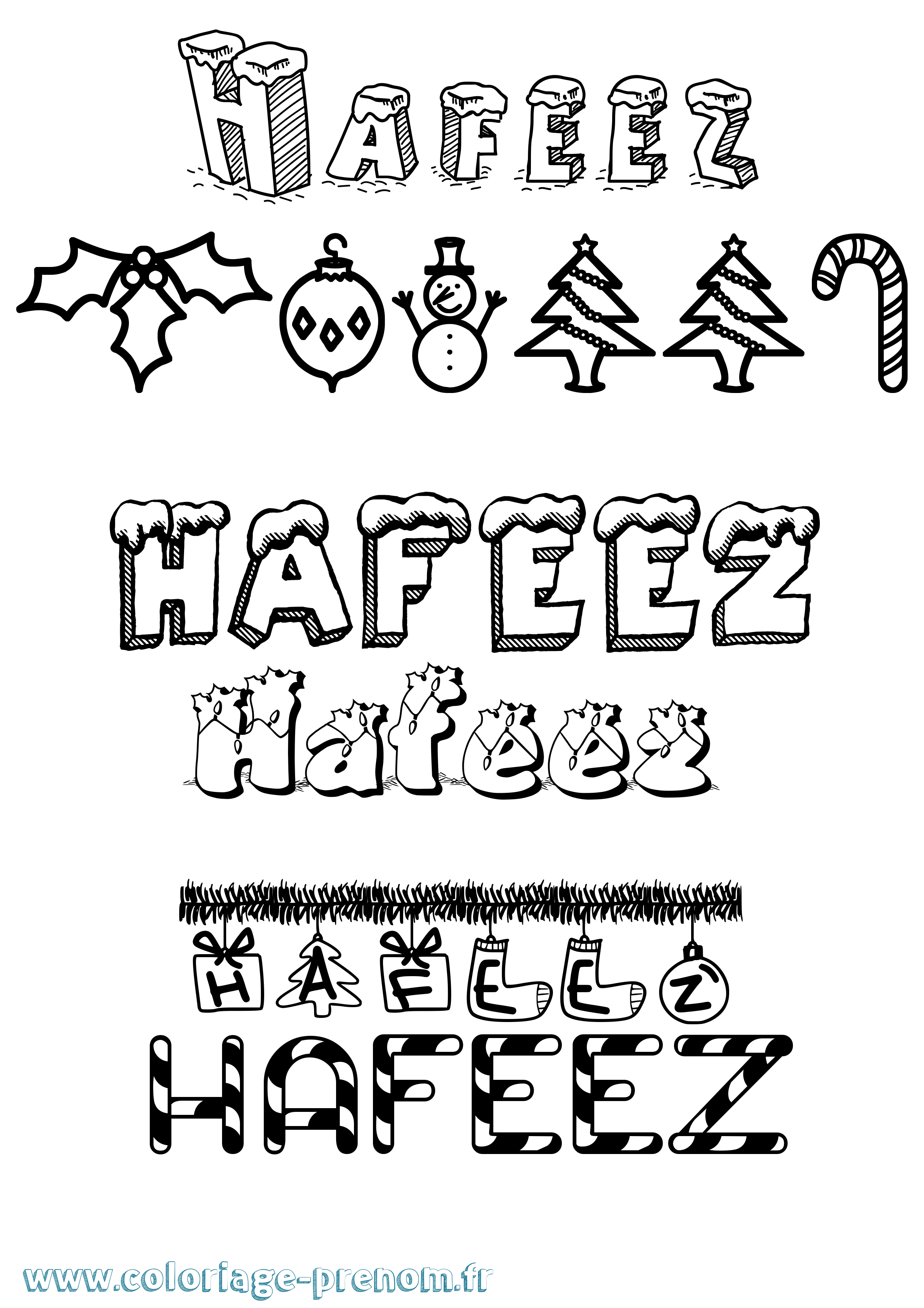 Coloriage prénom Hafeez Noël