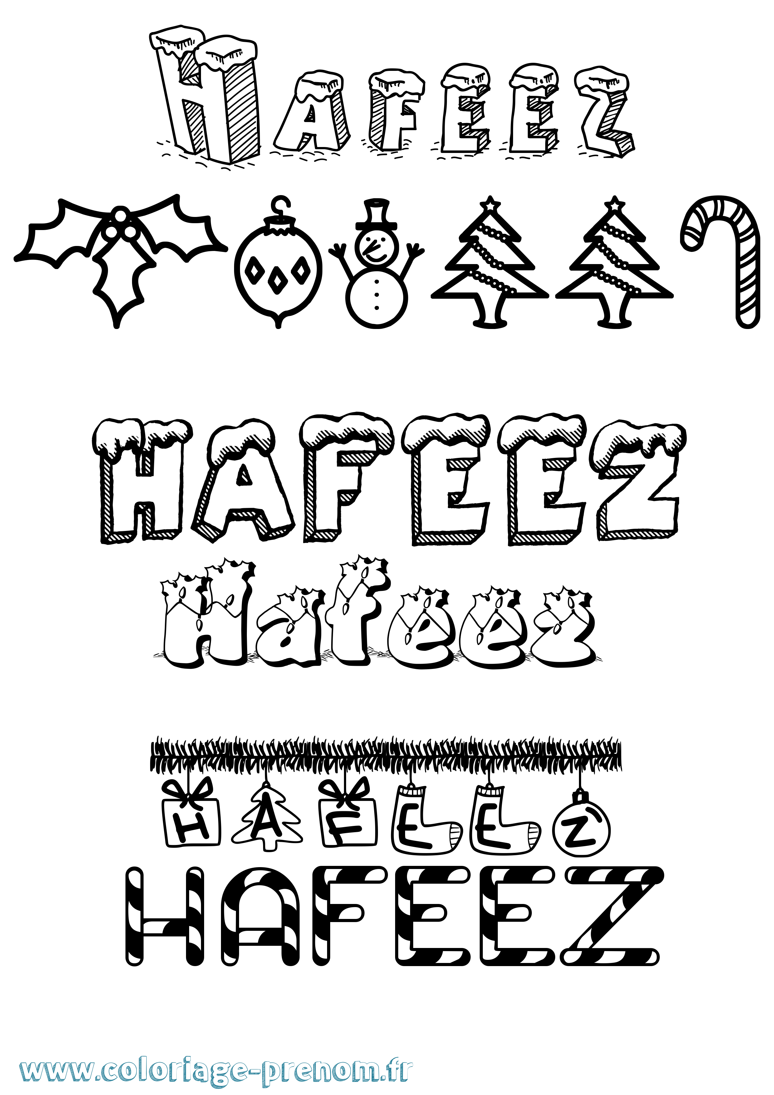 Coloriage Hafeez Noël Coloriage prénom Hafeez Noël
