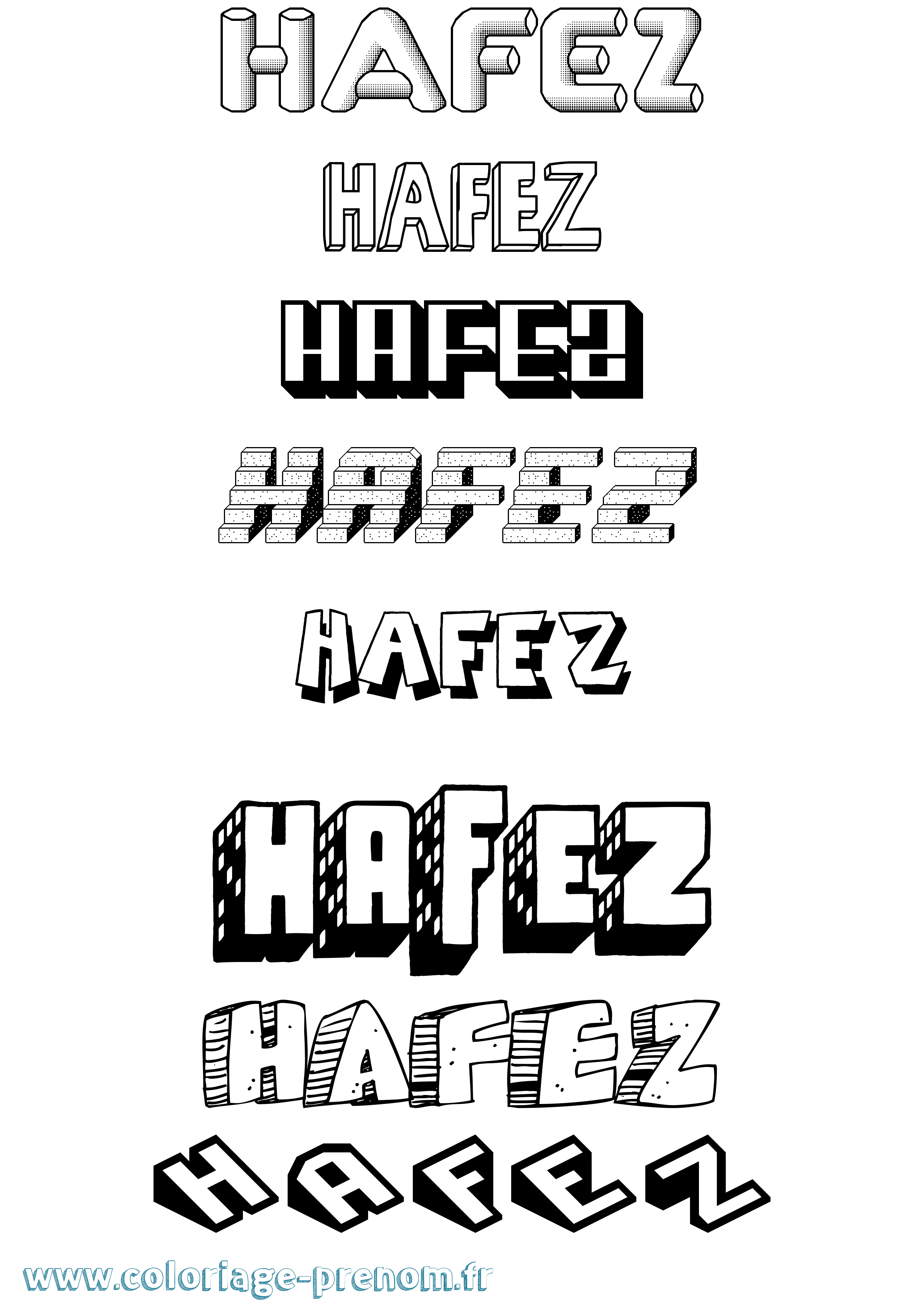 Coloriage Hafez Effet 3D Coloriage prénom Hafez Effet 3D