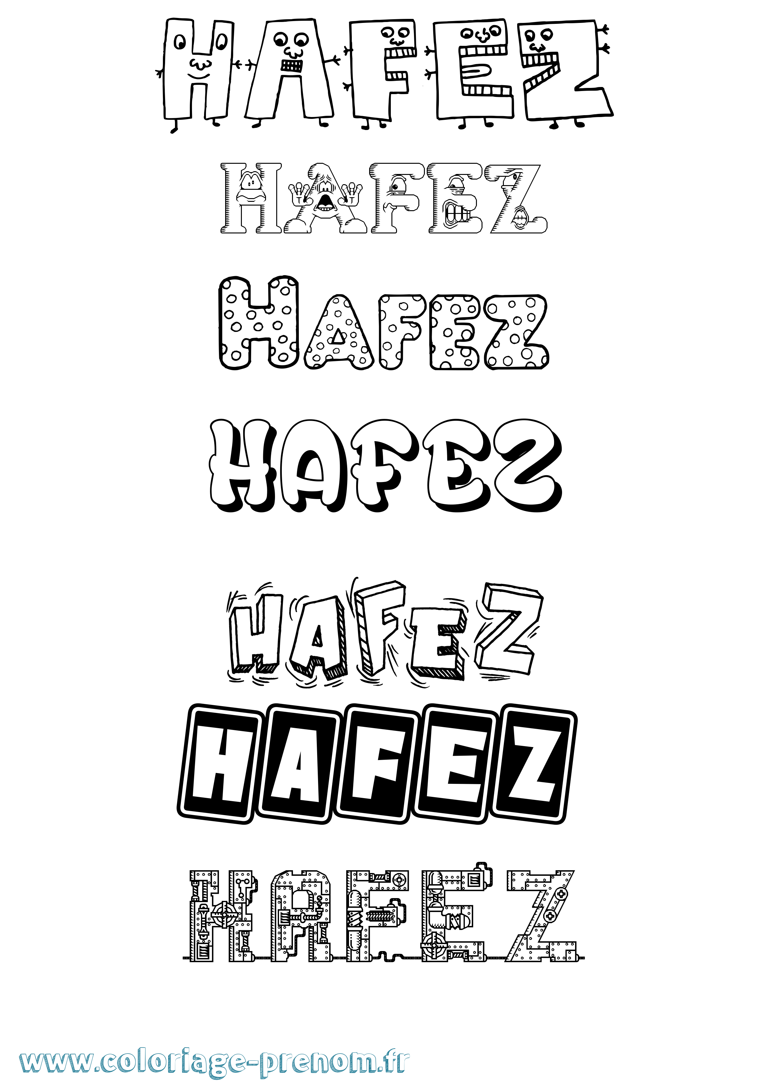 Coloriage prénom Hafez Fun