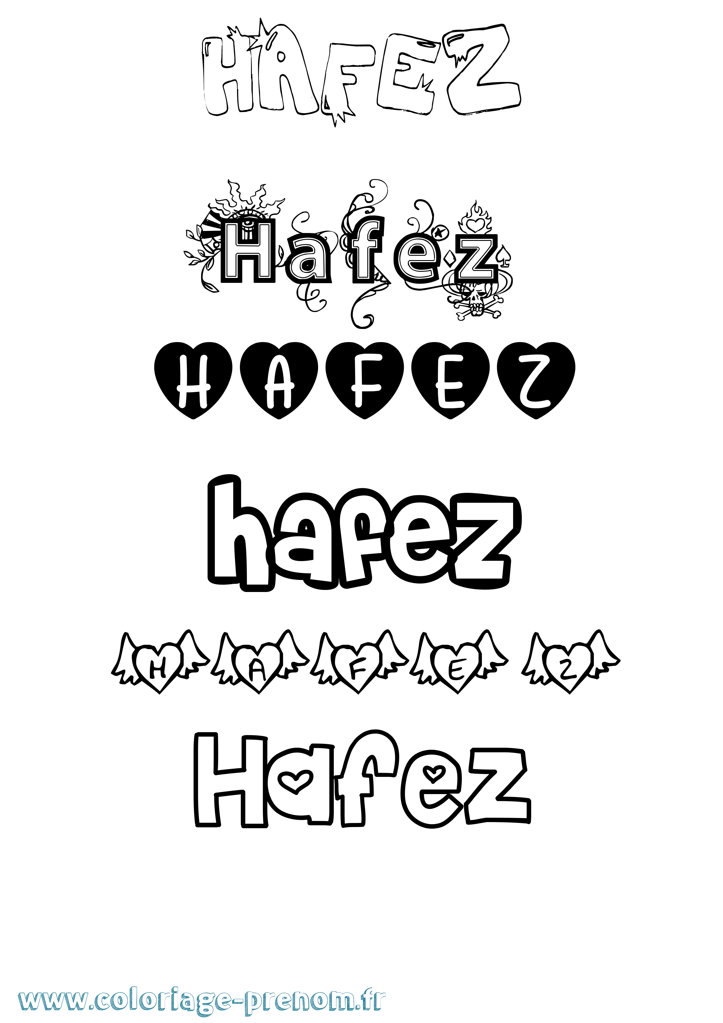 Coloriage Hafez Girly Coloriage prénom Hafez Girly