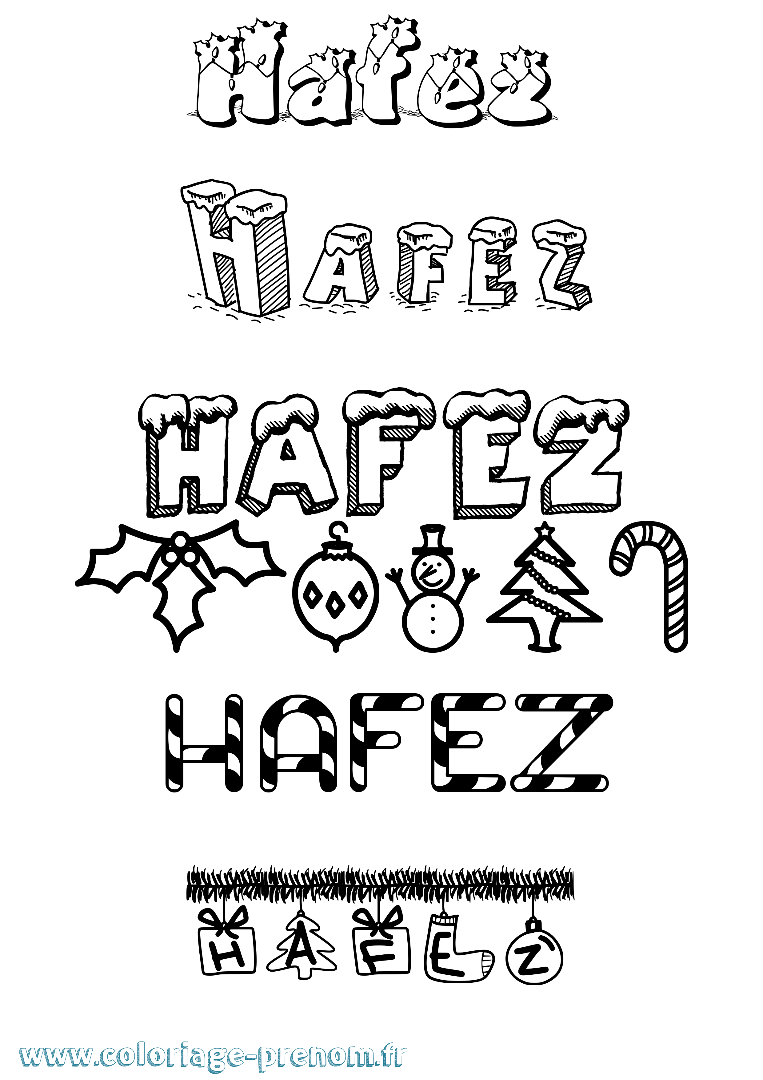 Coloriage Hafez Noël Coloriage prénom Hafez Noël