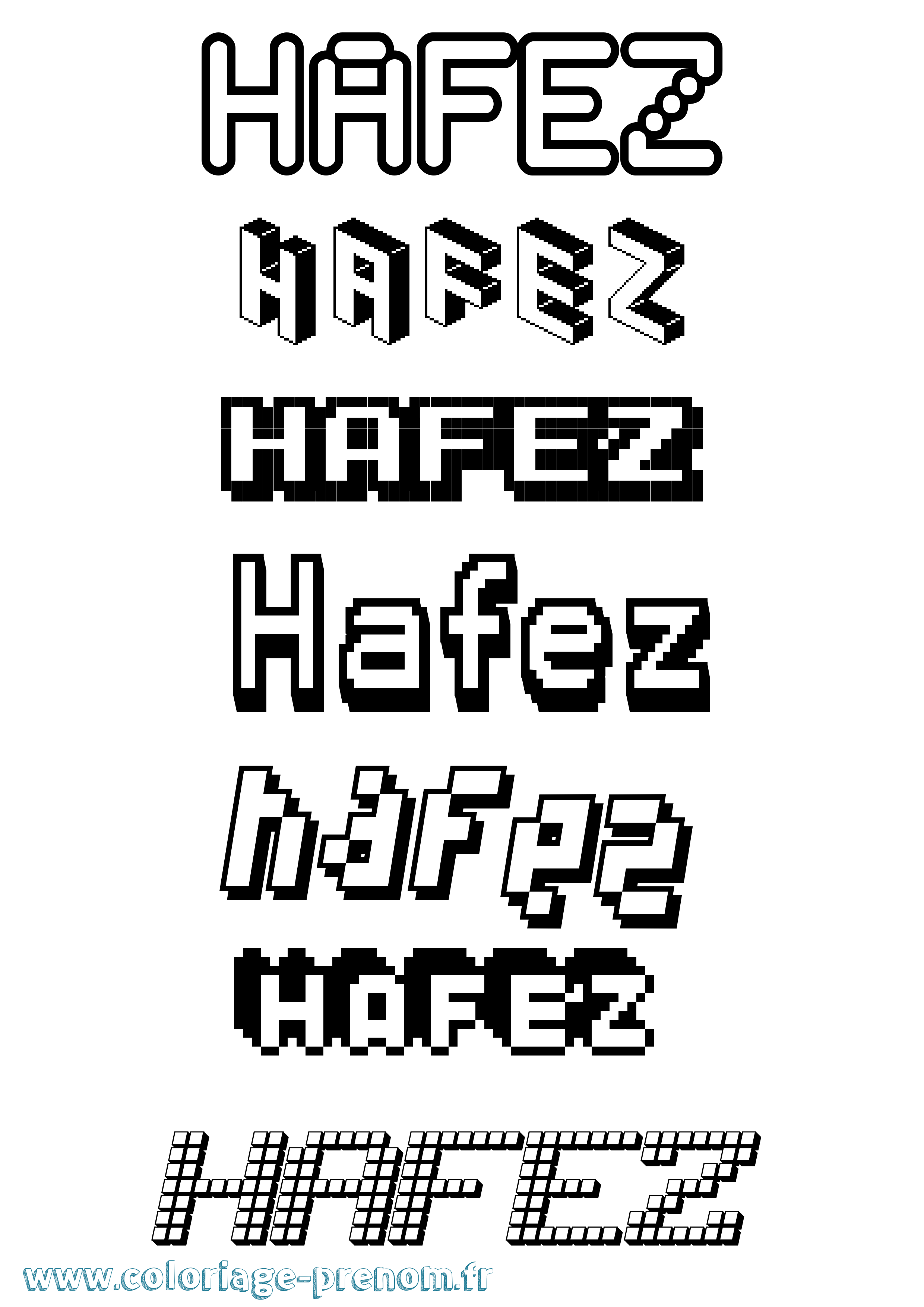Coloriage prénom Hafez Pixel