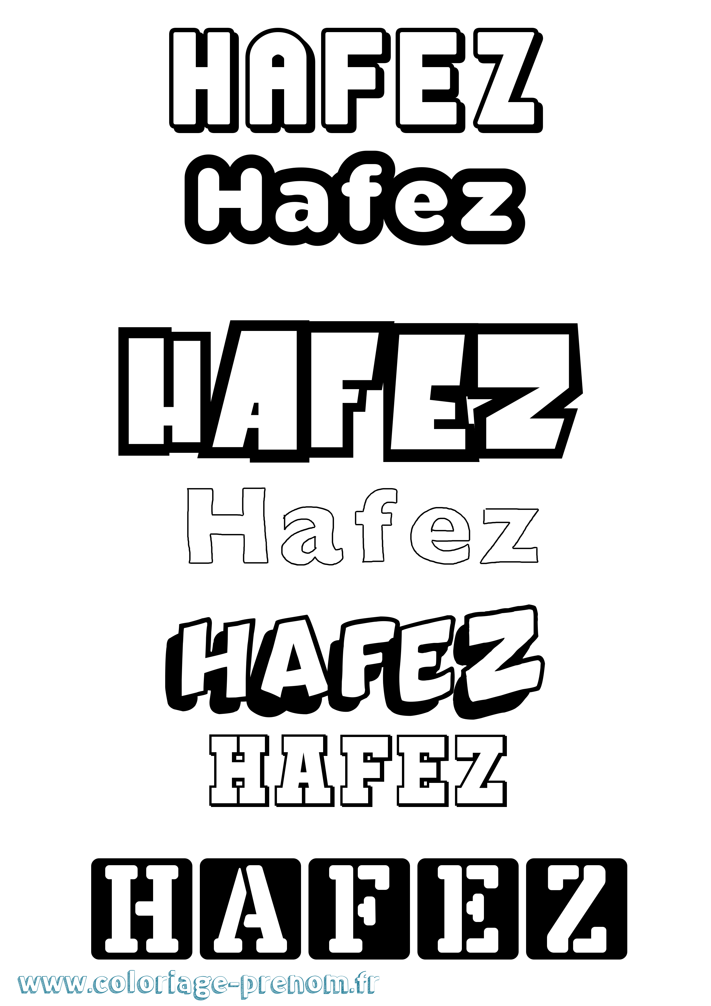 Coloriage prénom Hafez Simple