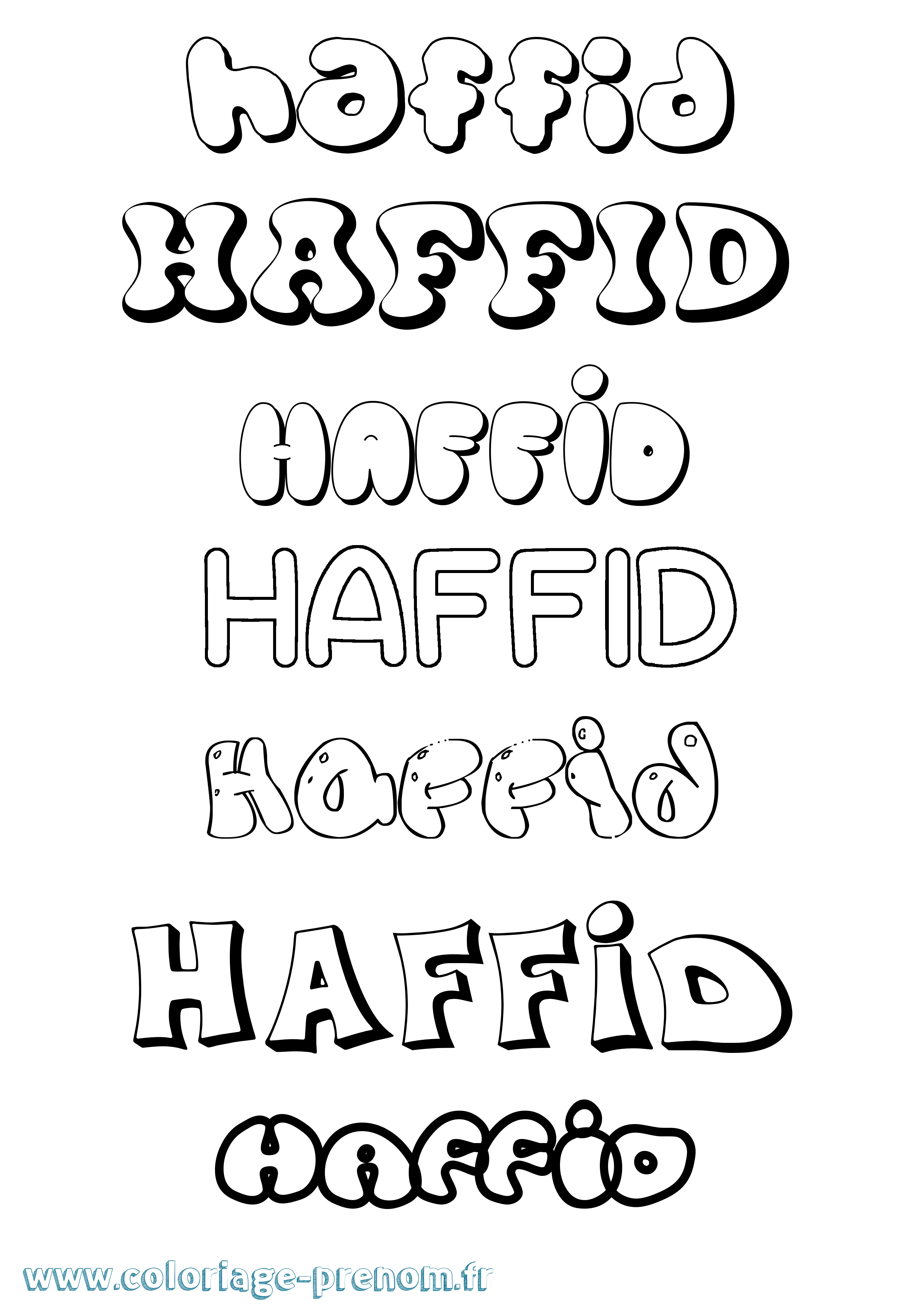 Coloriage prénom Haffid Bubble
