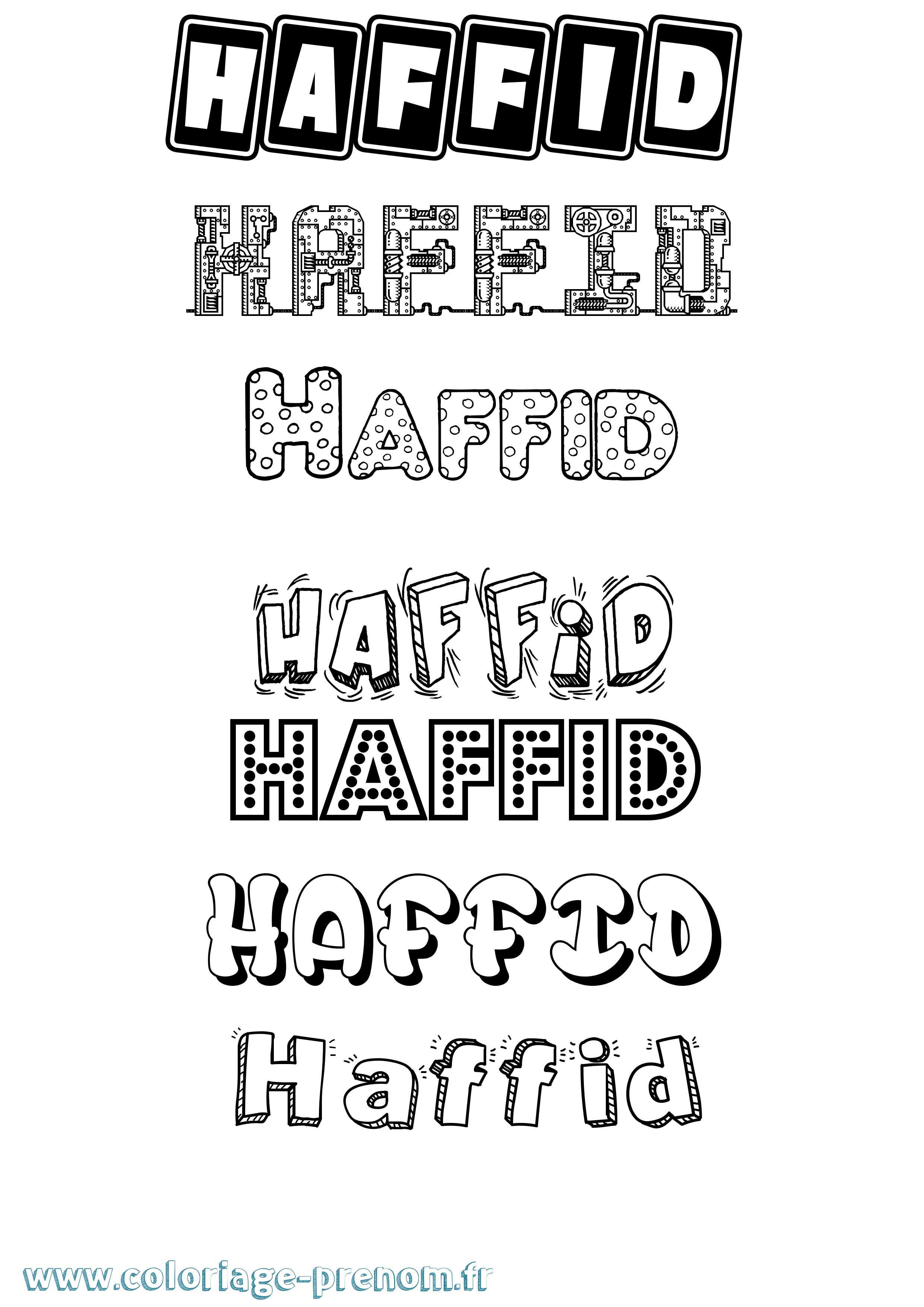 Coloriage prénom Haffid Fun