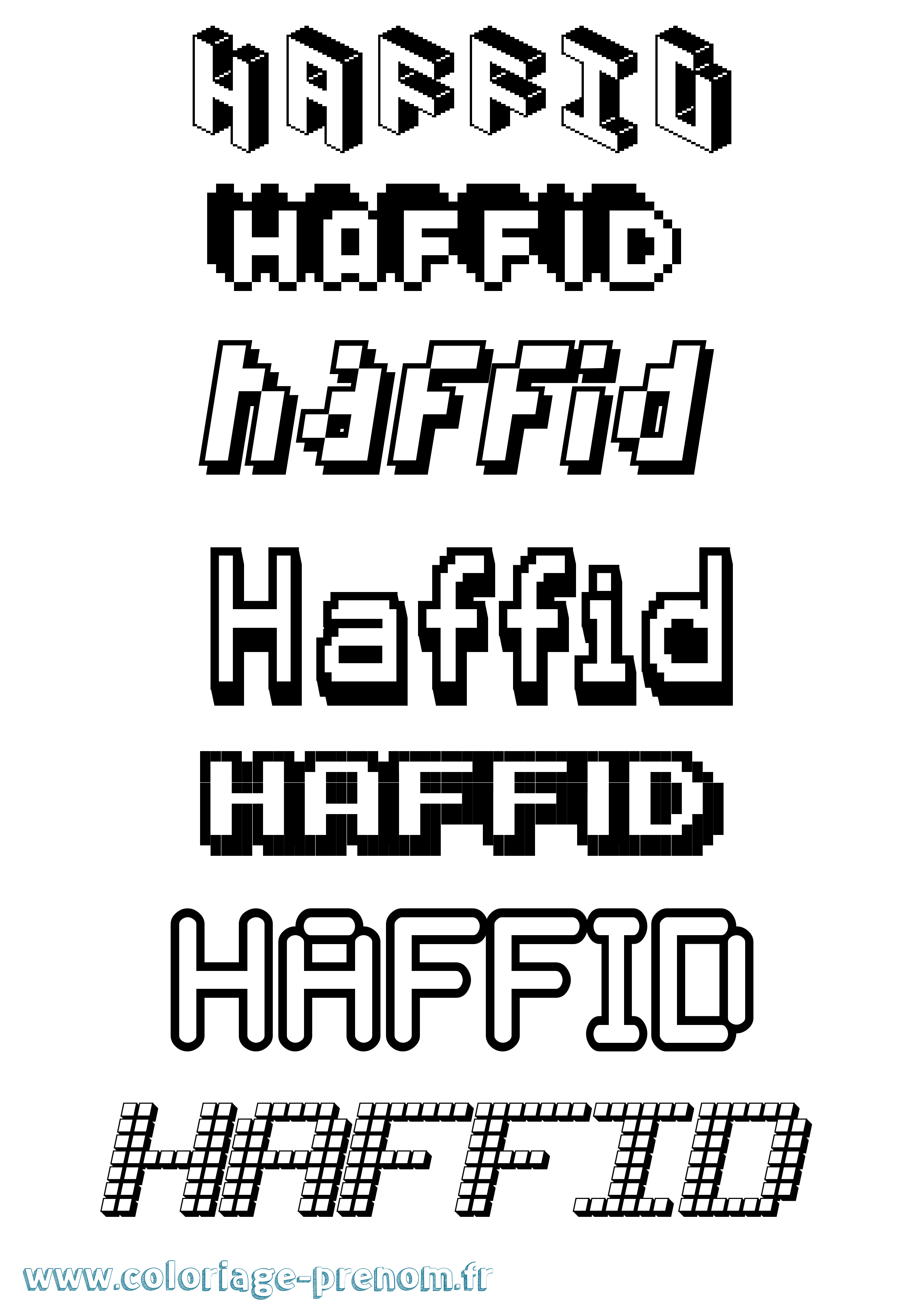 Coloriage prénom Haffid Pixel