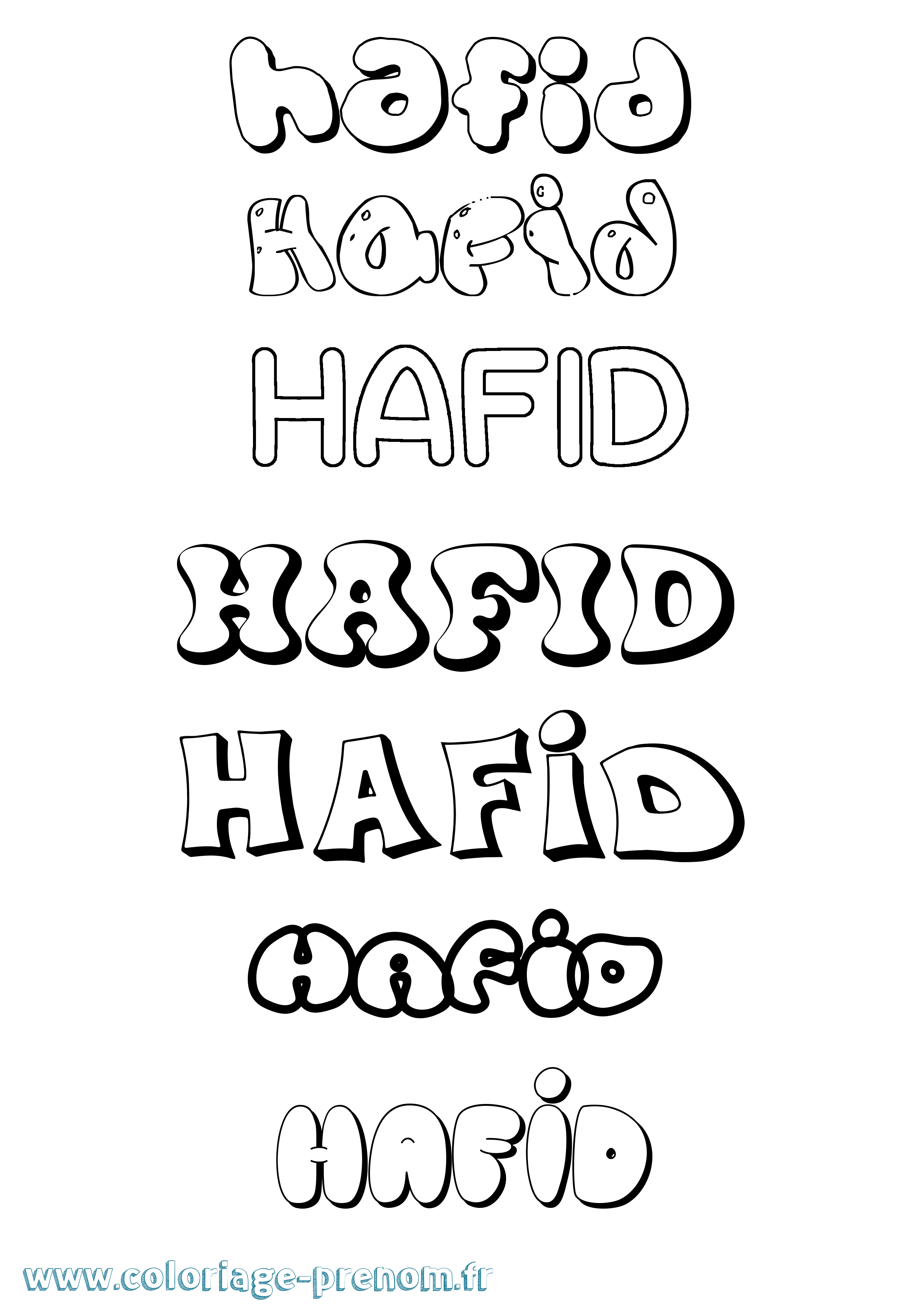 Coloriage prénom Hafid Bubble