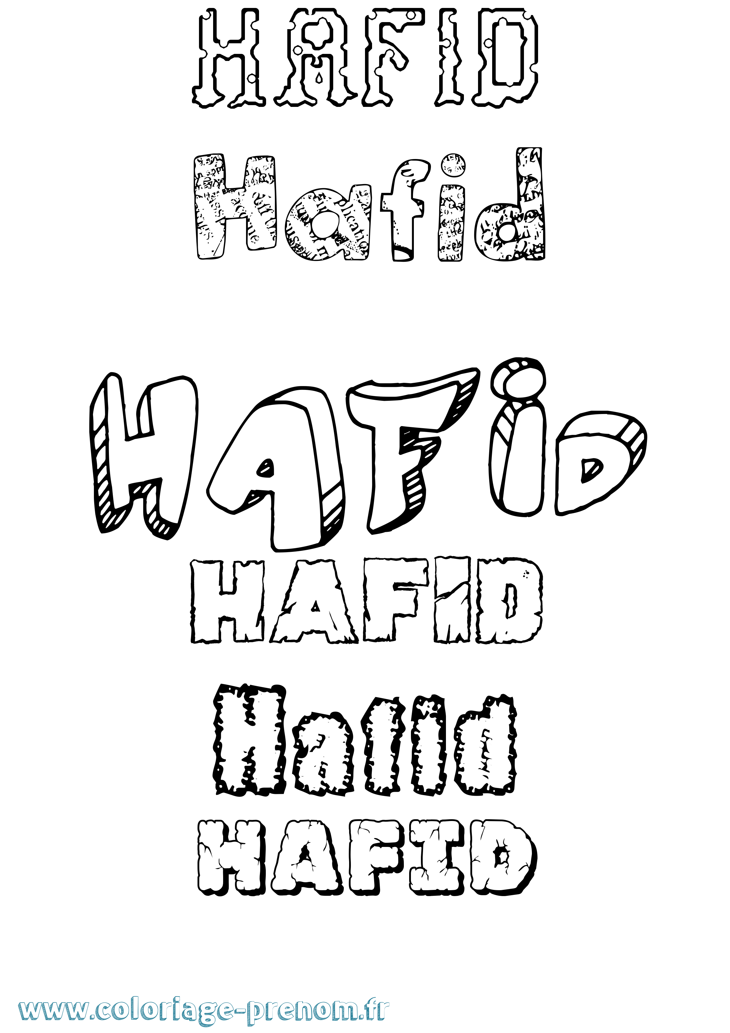 Coloriage prénom Hafid Destructuré