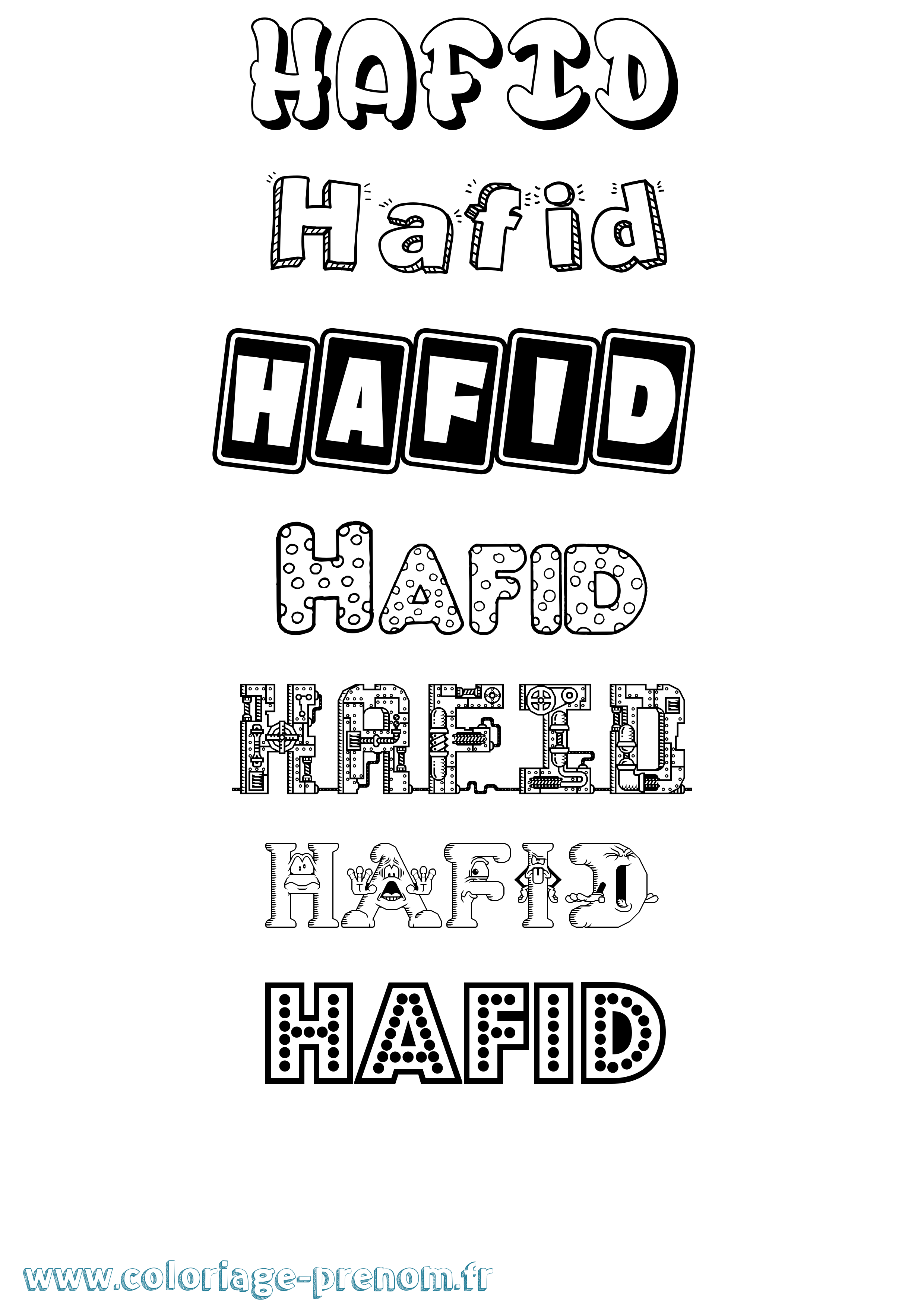 Coloriage prénom Hafid Fun