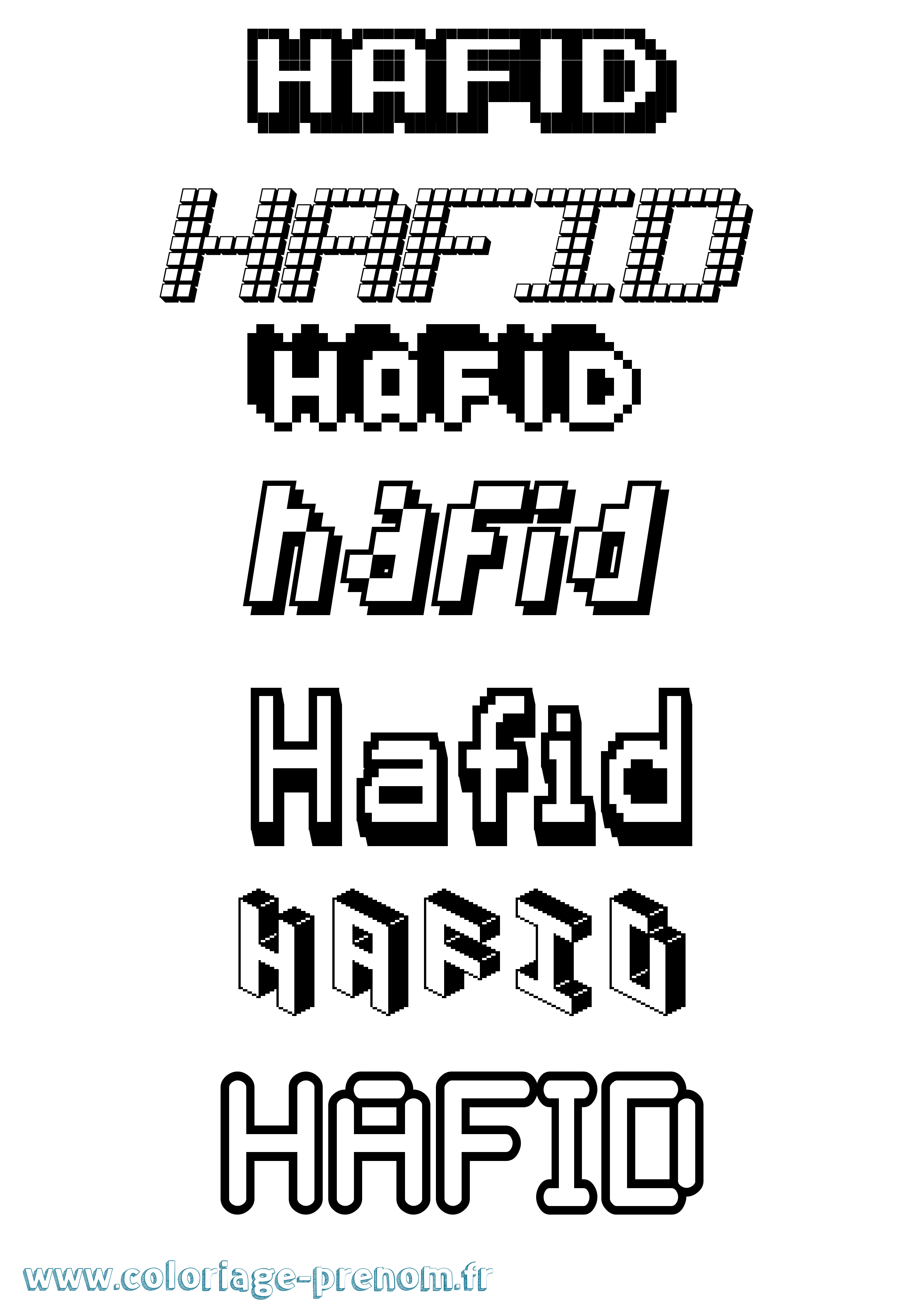 Coloriage prénom Hafid Pixel