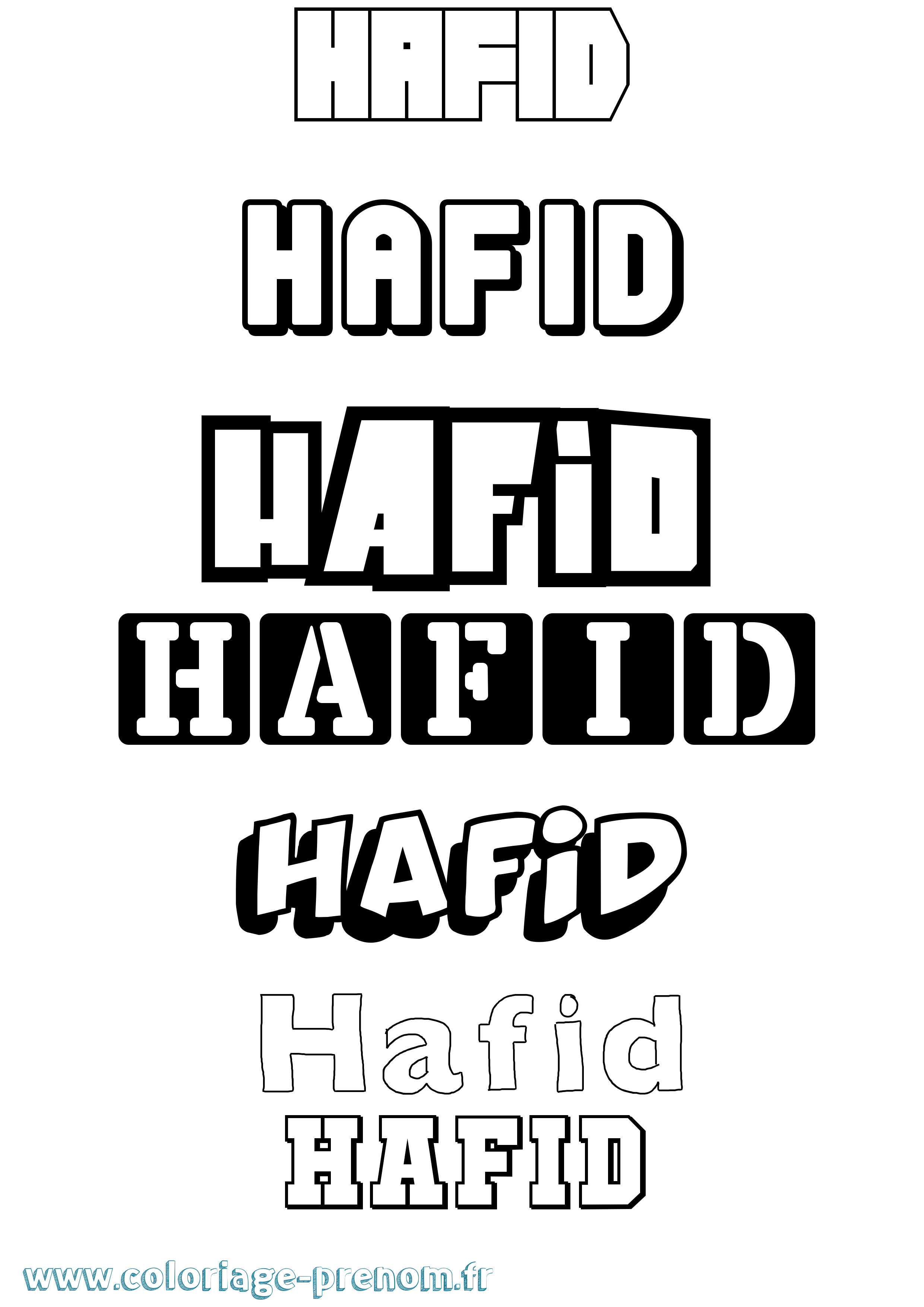 Coloriage prénom Hafid Simple