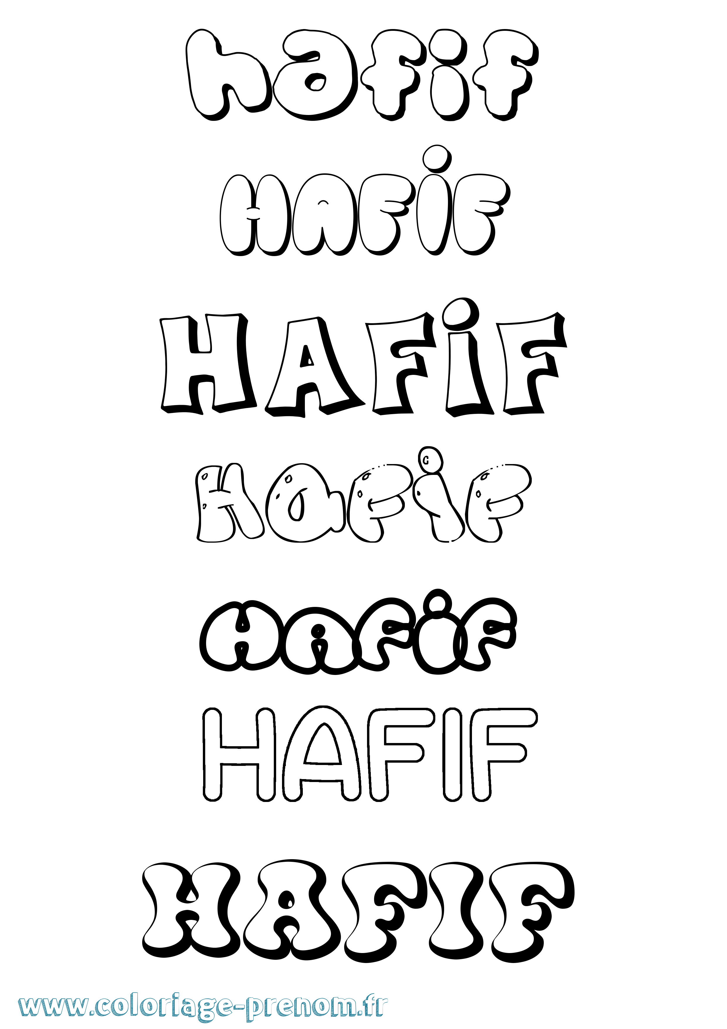 Coloriage prénom Hafif Bubble