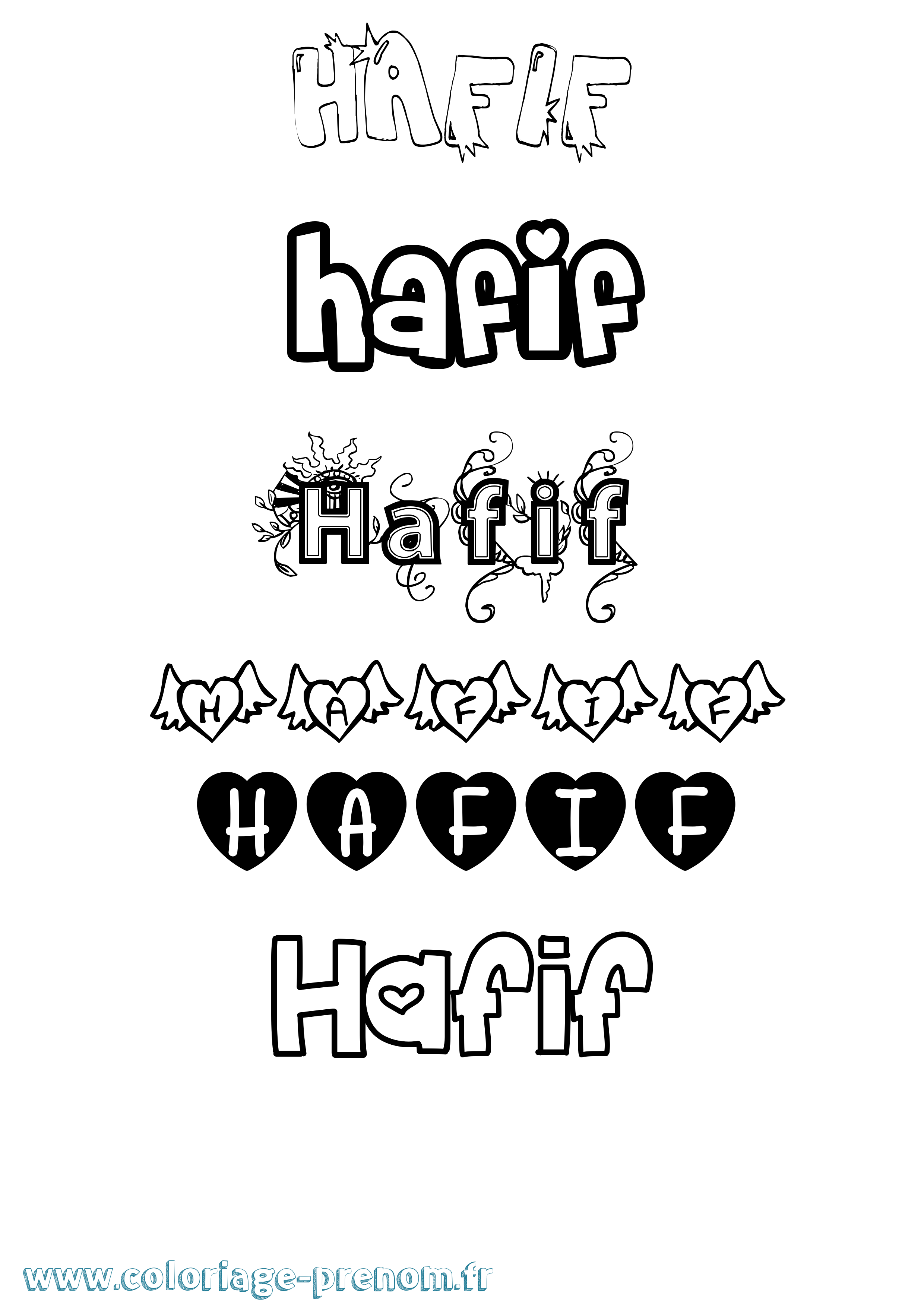 Coloriage prénom Hafif Girly