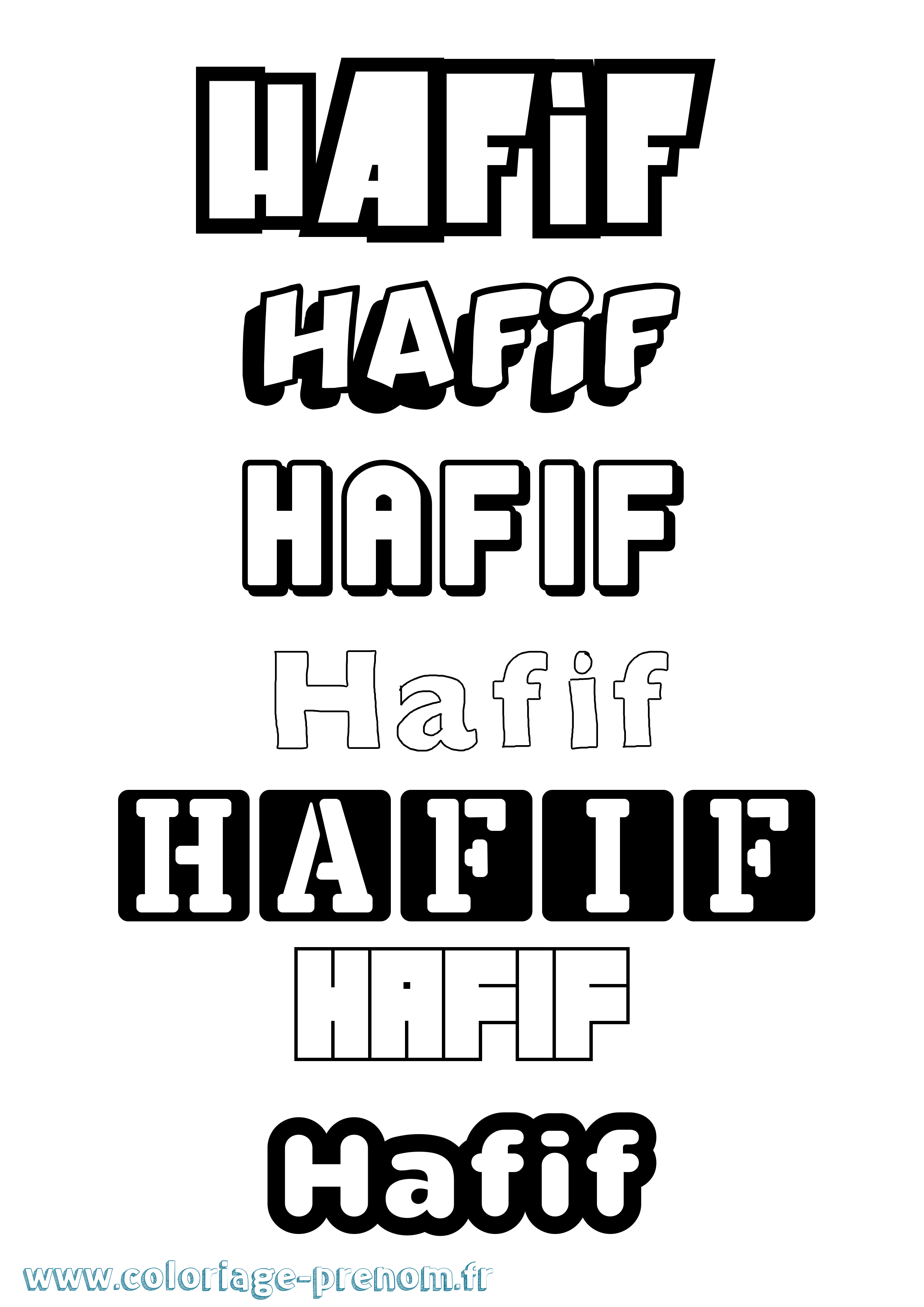 Coloriage prénom Hafif Simple